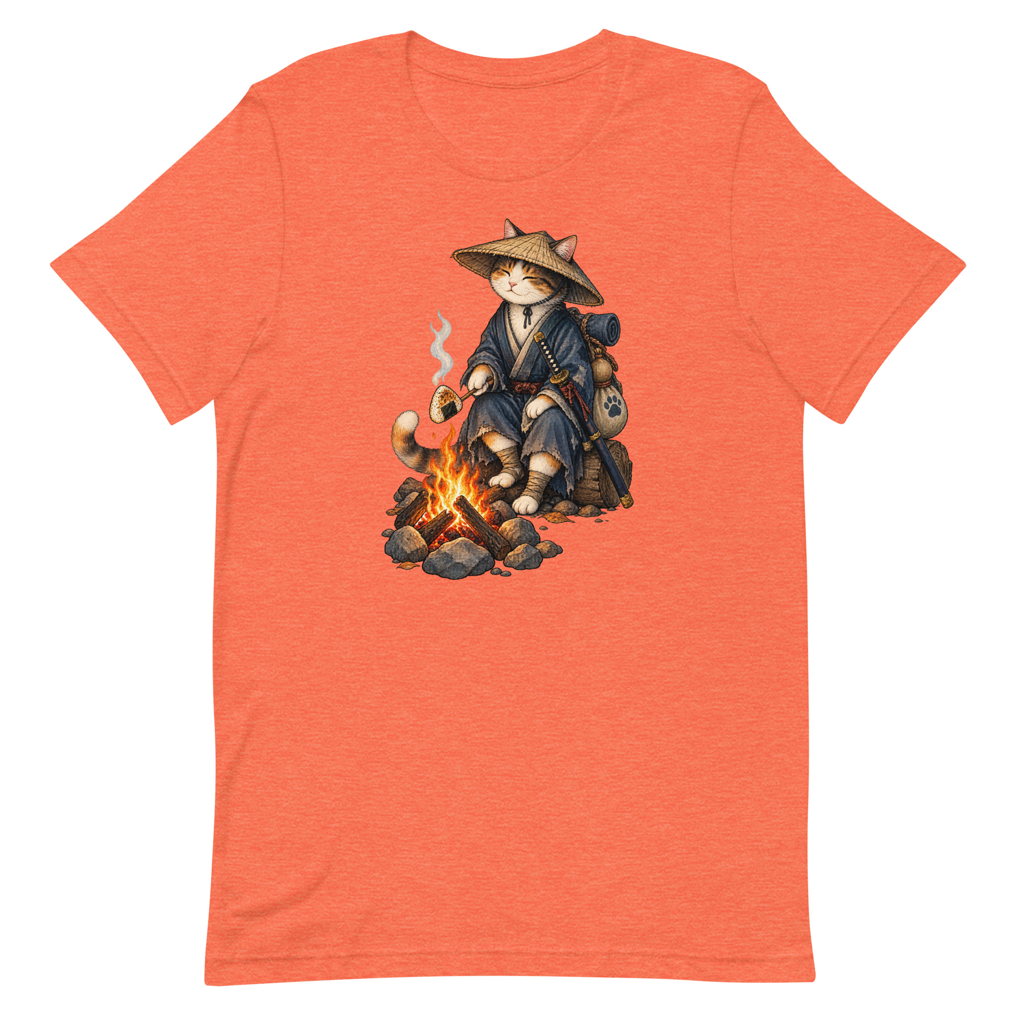 Samurai Cat Onigiri Campfire Japanese Art, Japanese Art Tee, Mythology Gift - Image 28