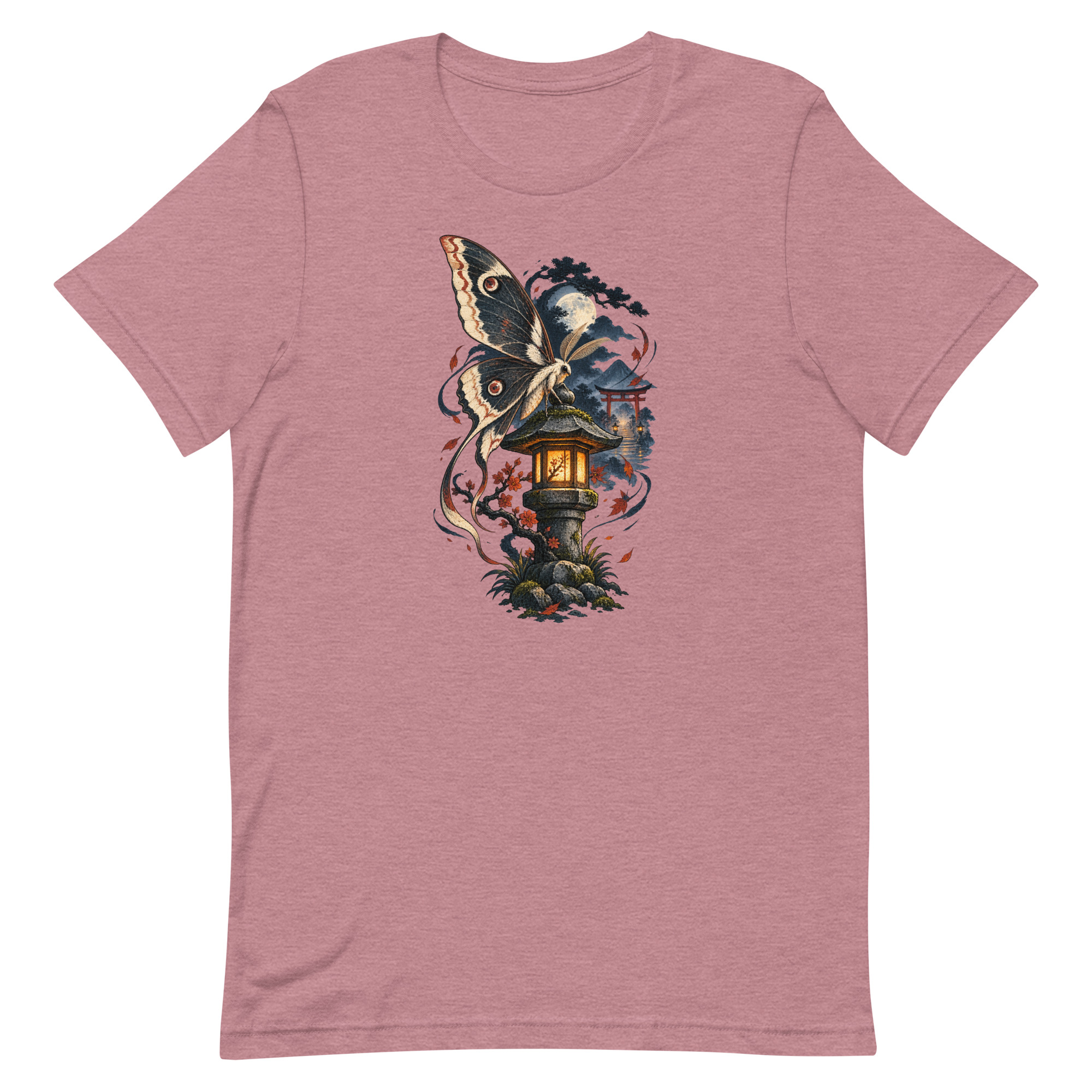 Japanese Moth Lantern Shrine Night Yokai Art T-Shirt - Image 27