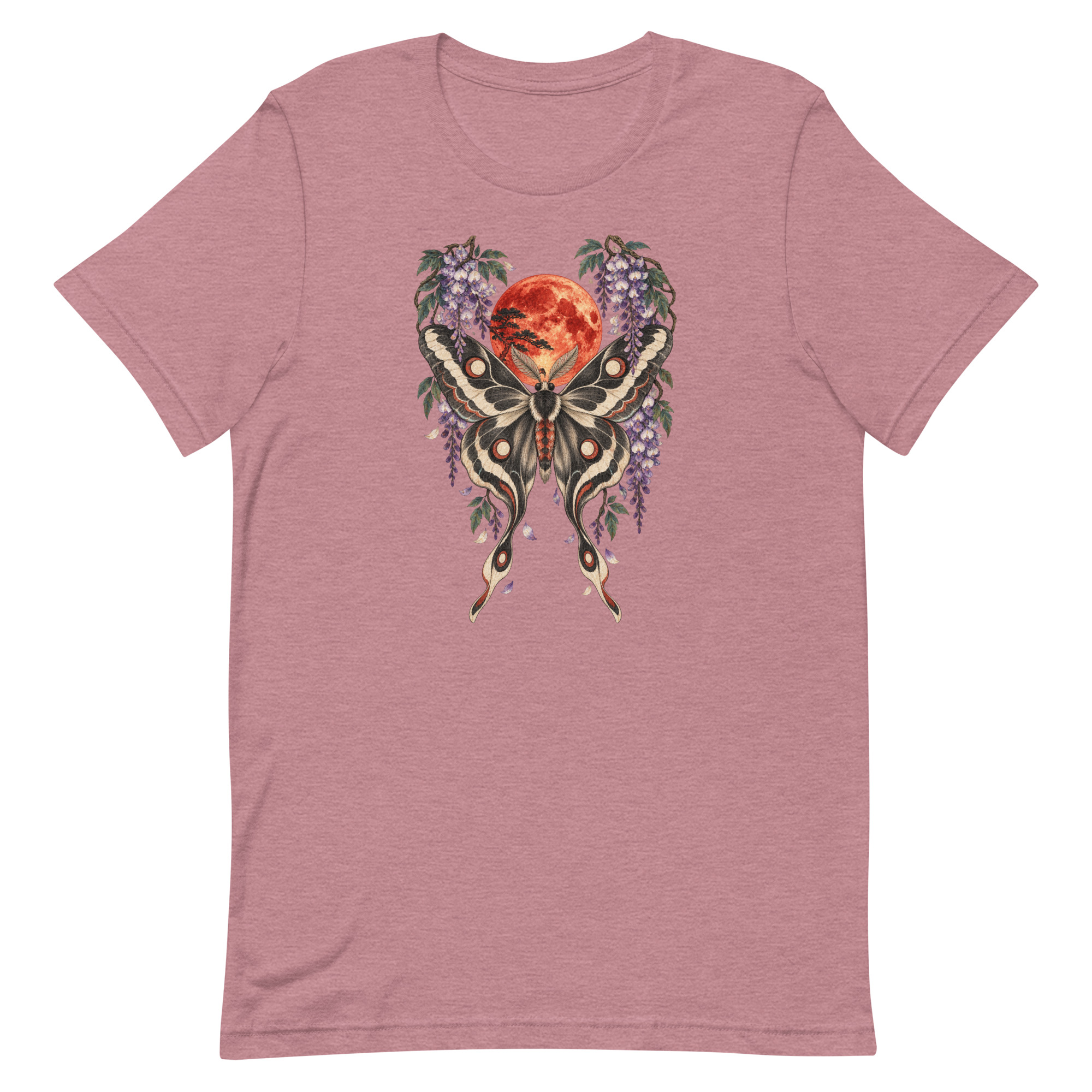 Japanese Moth Red Moon Wisteria Ukiyo-e Art T-Shirt - Image 29