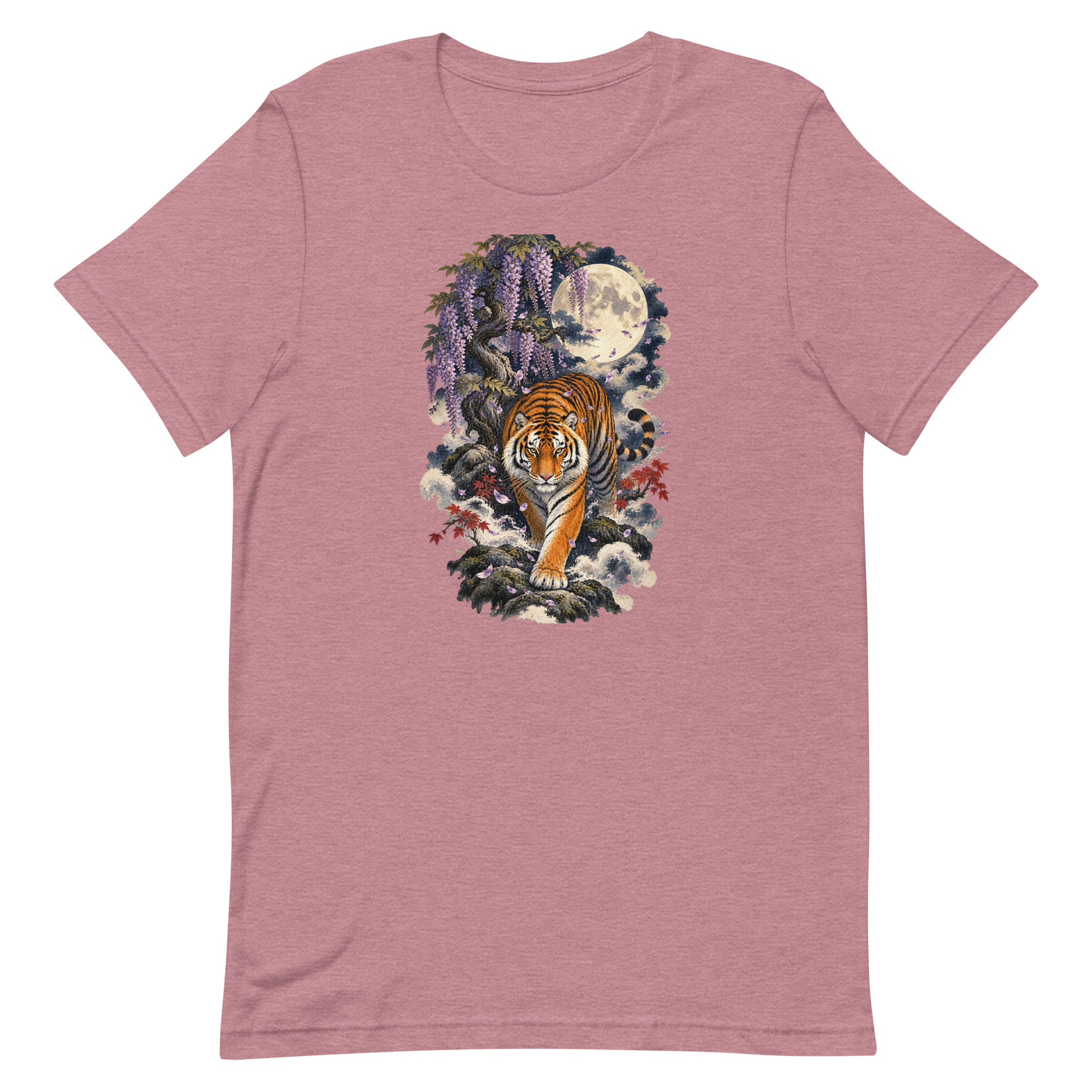 Japanese Tiger Wisteria Full Moon Art, Japanese Art Tee, Mythology Gift - Image 27