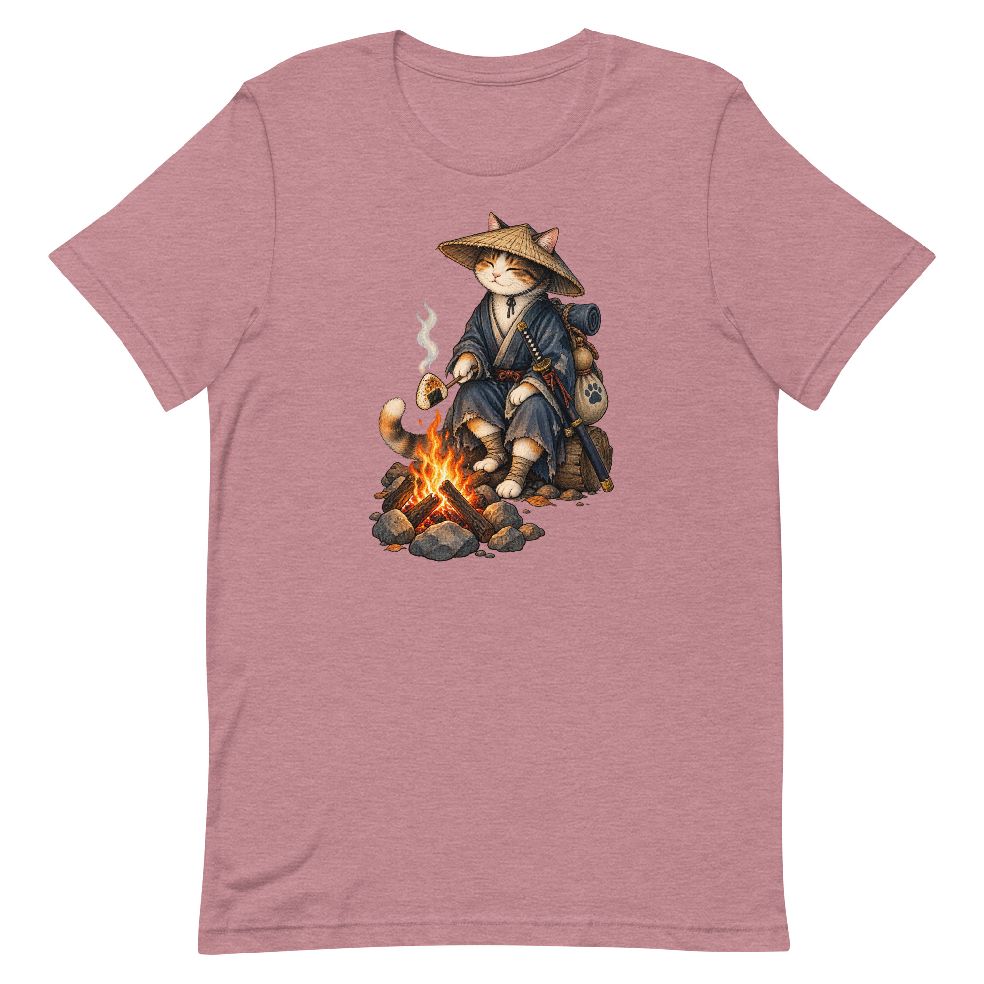 Samurai Cat Onigiri Campfire Japanese Art, Japanese Art Tee, Mythology Gift - Image 29