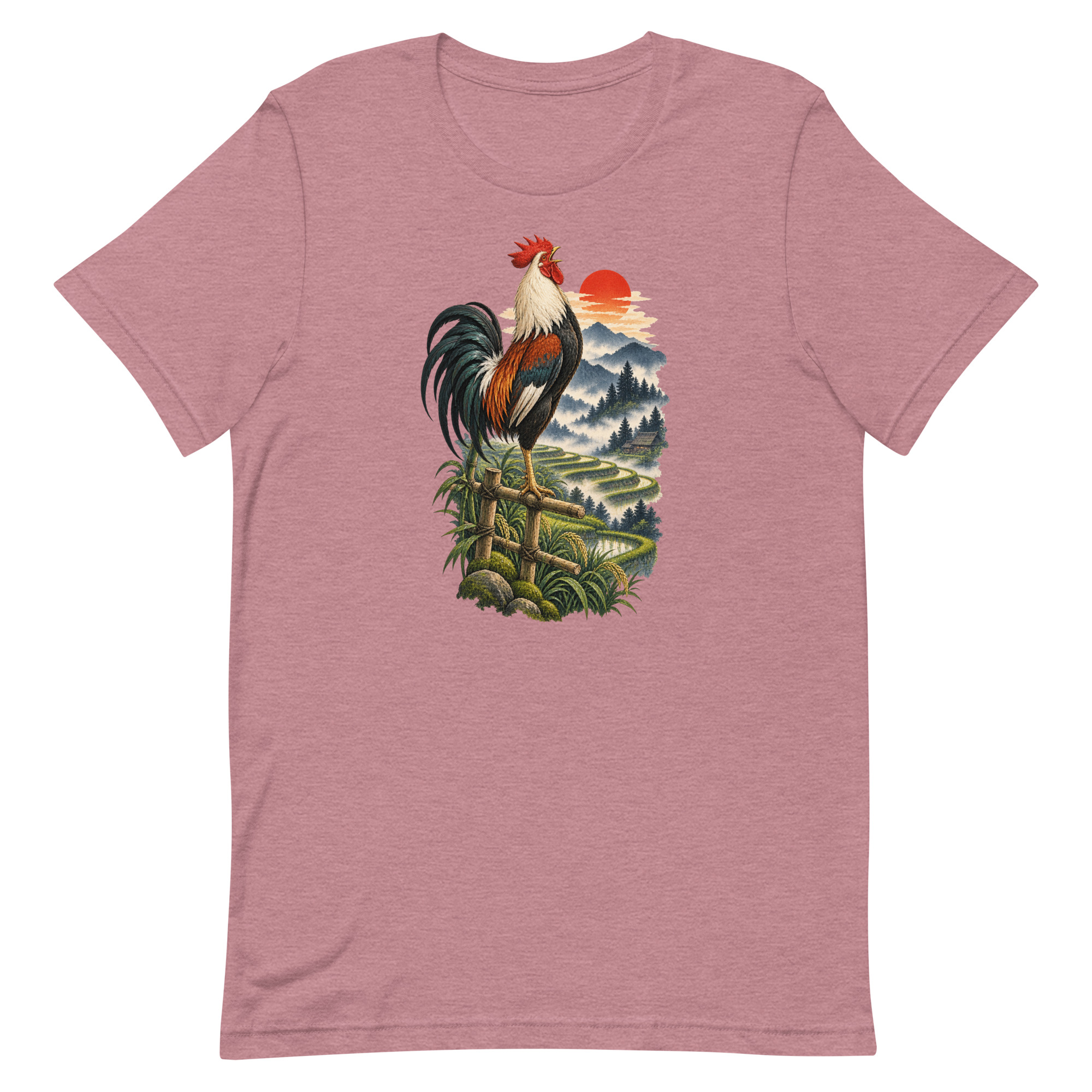 Japanese Rooster Rice Terrace Sunrise Art, Japanese Art Tee, Mythology Gift - Image 27