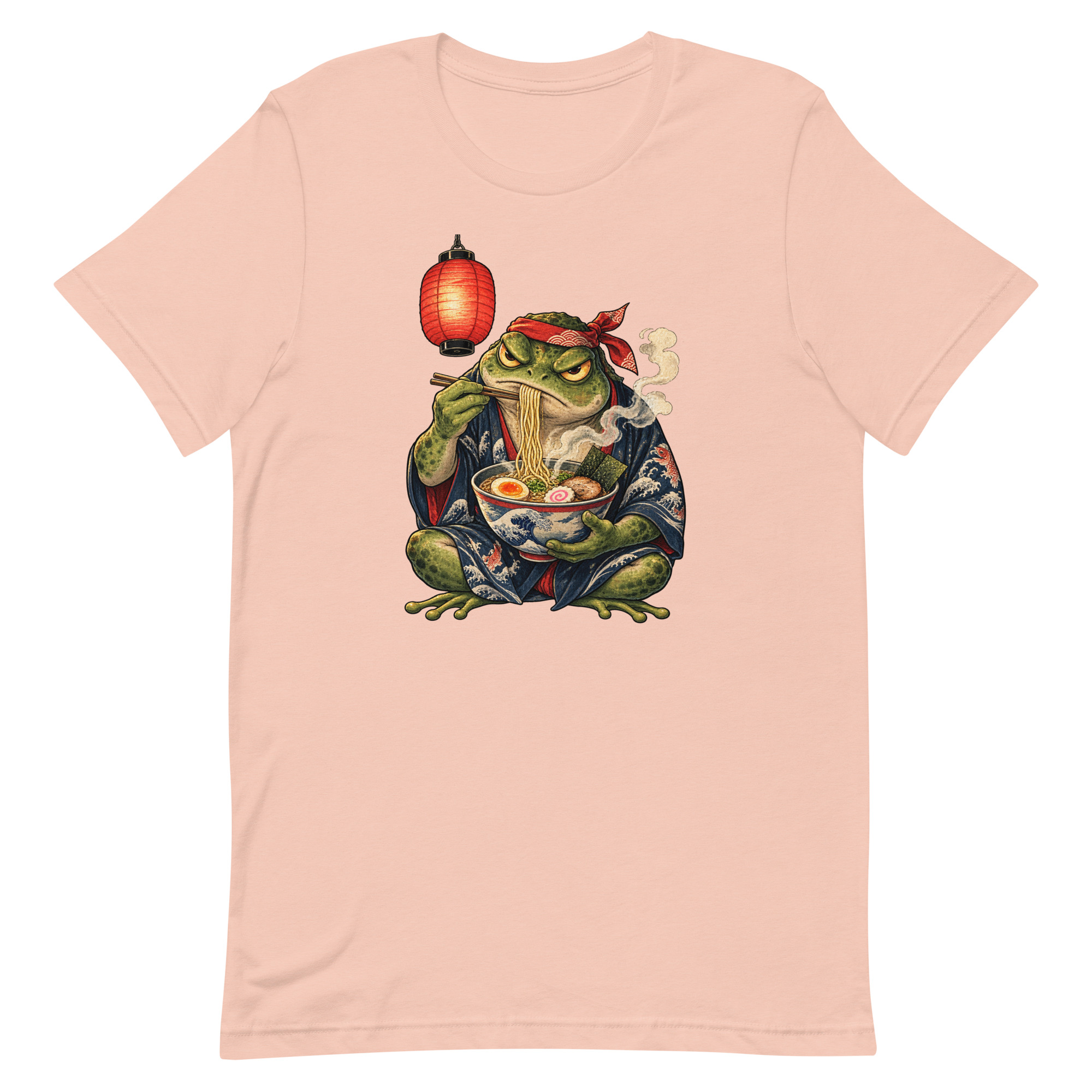 Grumpy Frog Ramen Lantern Japanese Ink Art T-Shirt - Image 30