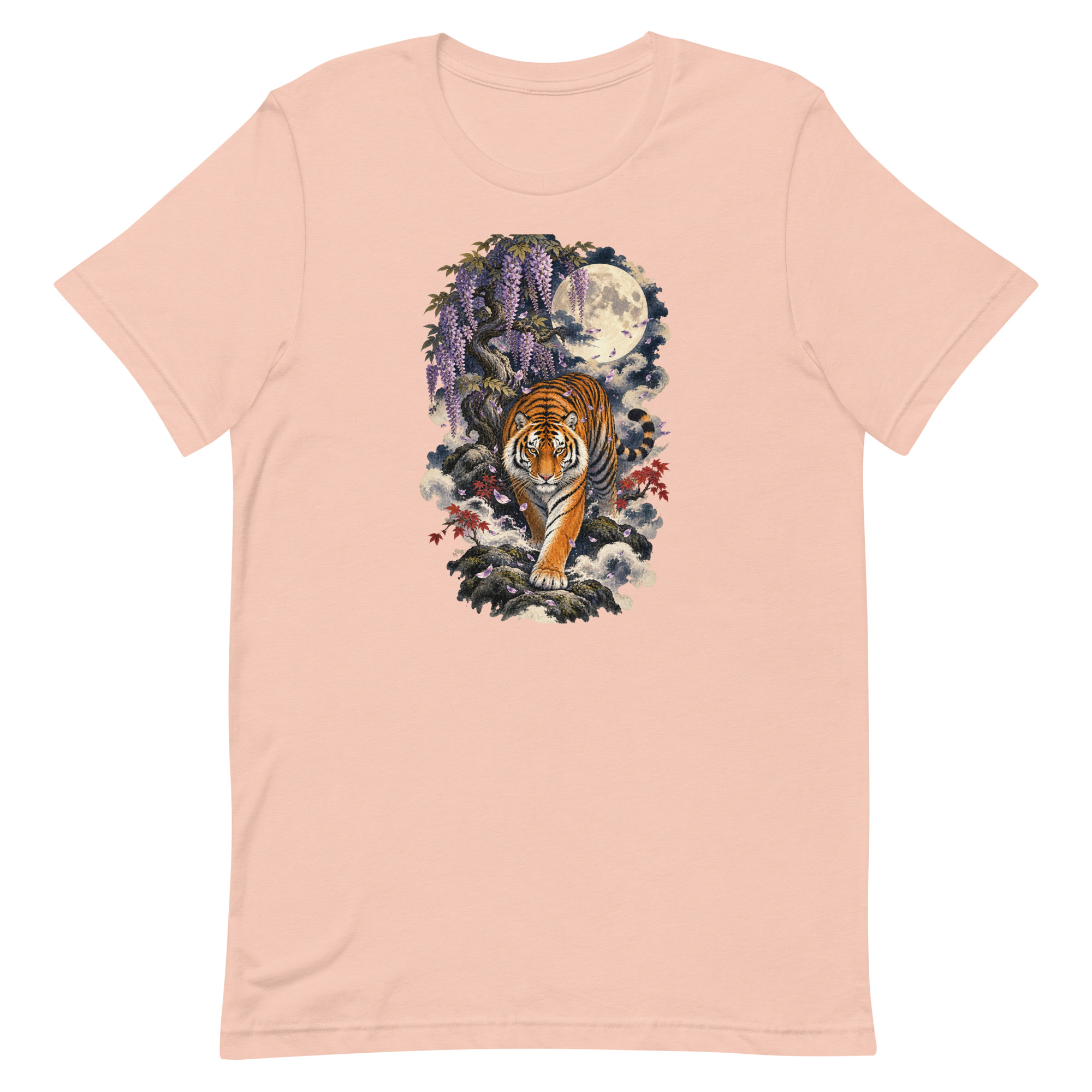 Japanese Tiger Wisteria Full Moon Art, Japanese Art Tee, Mythology Gift - Image 28