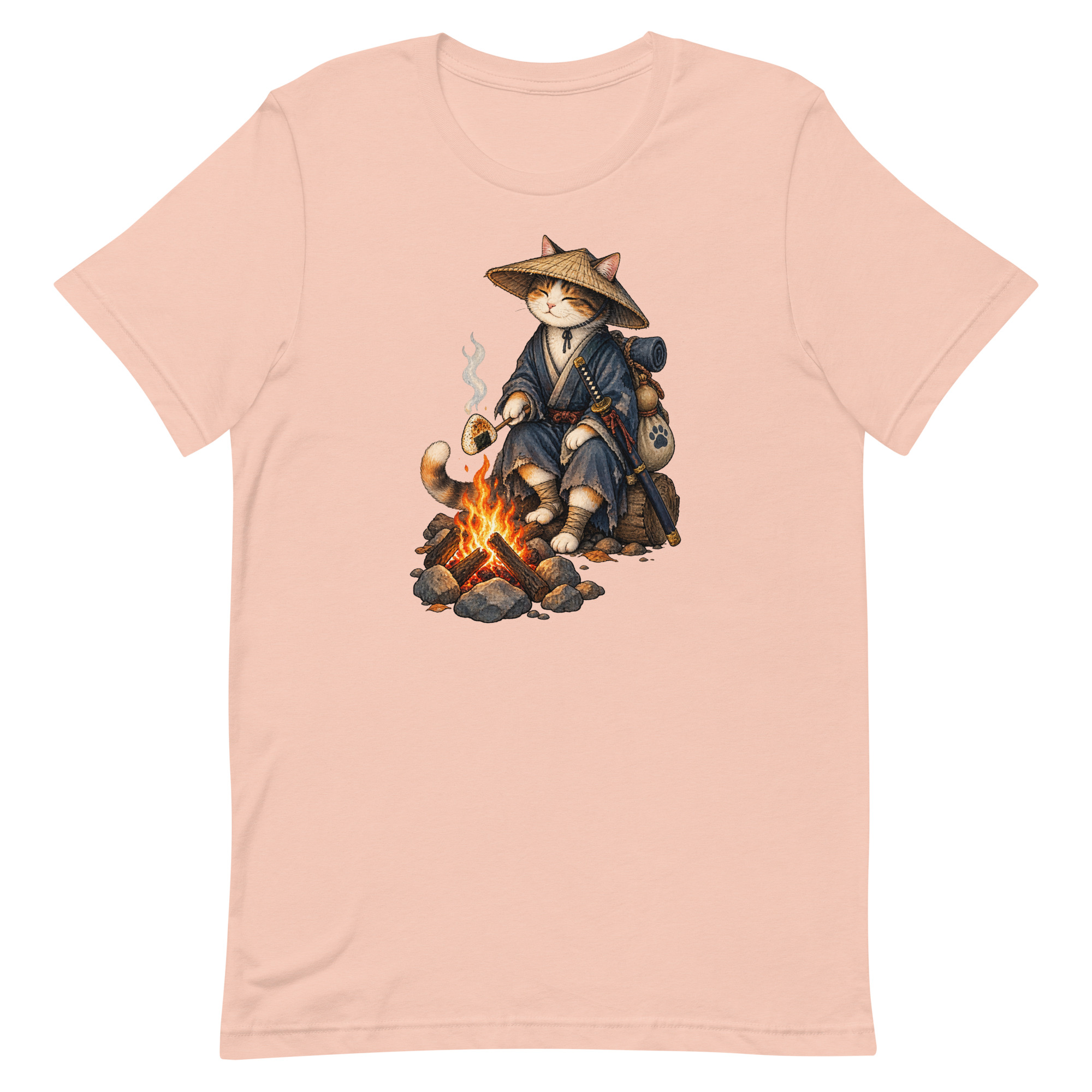 Samurai Cat Onigiri Campfire Japanese Art, Japanese Art Tee, Mythology Gift - Image 30