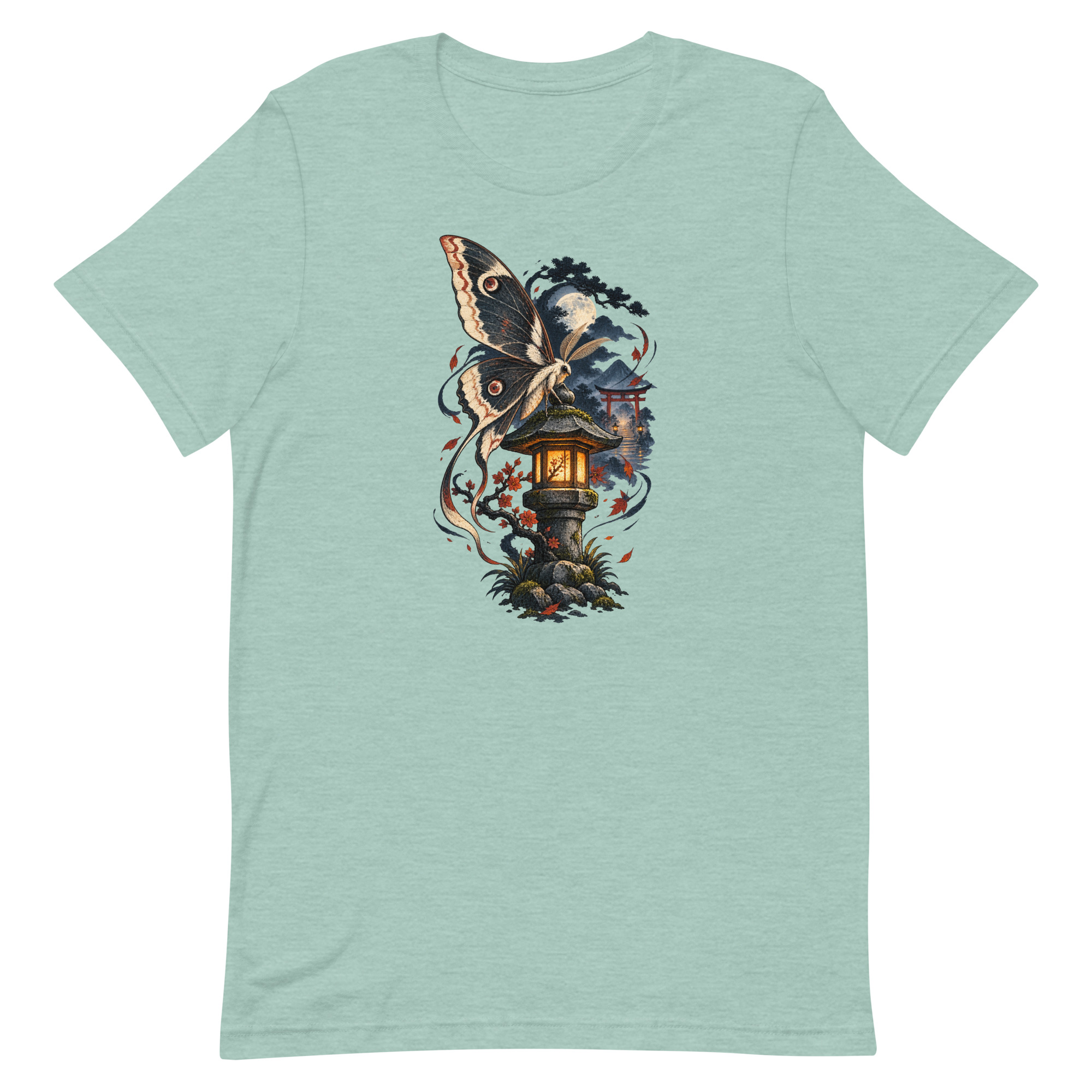 Japanese Moth Lantern Shrine Night Yokai Art T-Shirt - Image 29