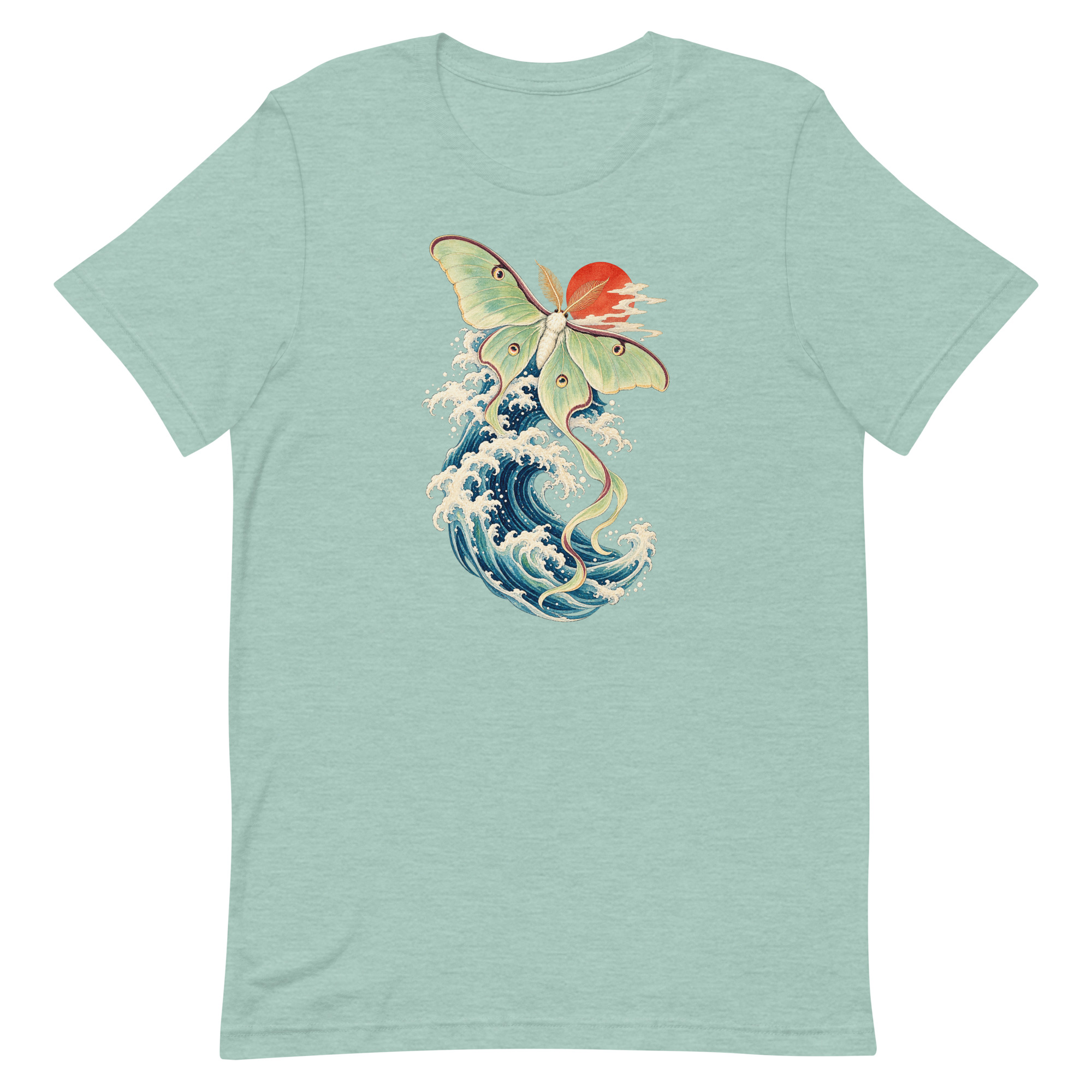 Luna Moth Great Wave Japanese Ukiyo-e Art T-Shirt - Image 29