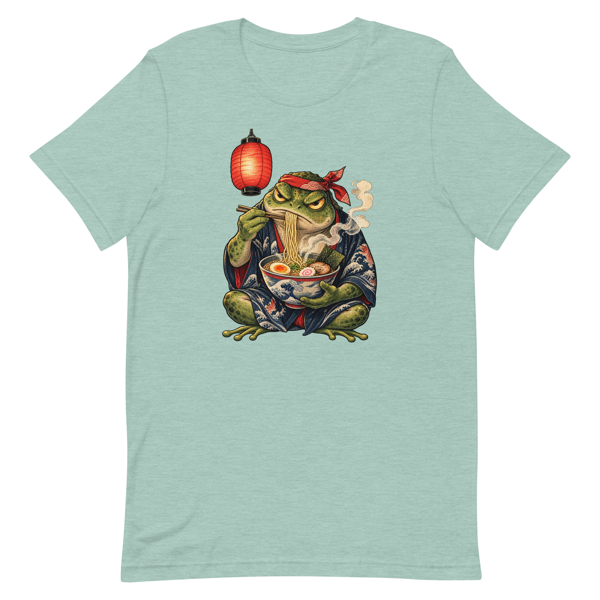 Grumpy Frog Ramen Lantern Japanese Ink Art T-Shirt - Image 31