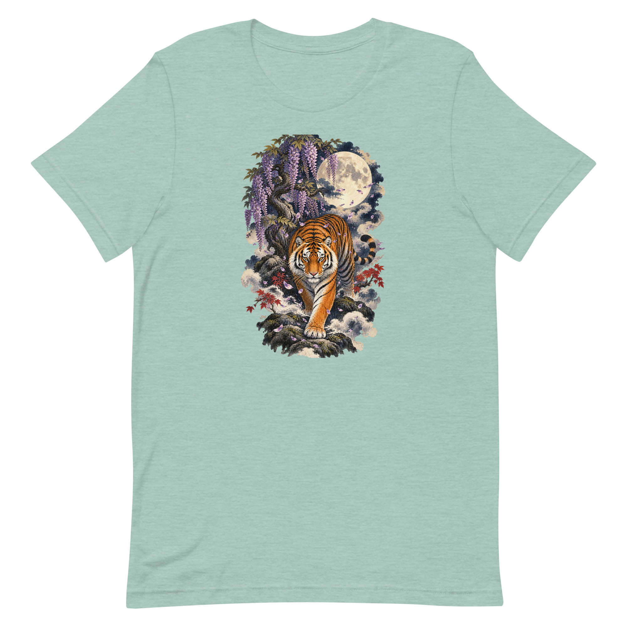 Japanese Tiger Wisteria Full Moon Art, Japanese Art Tee, Mythology Gift - Image 29