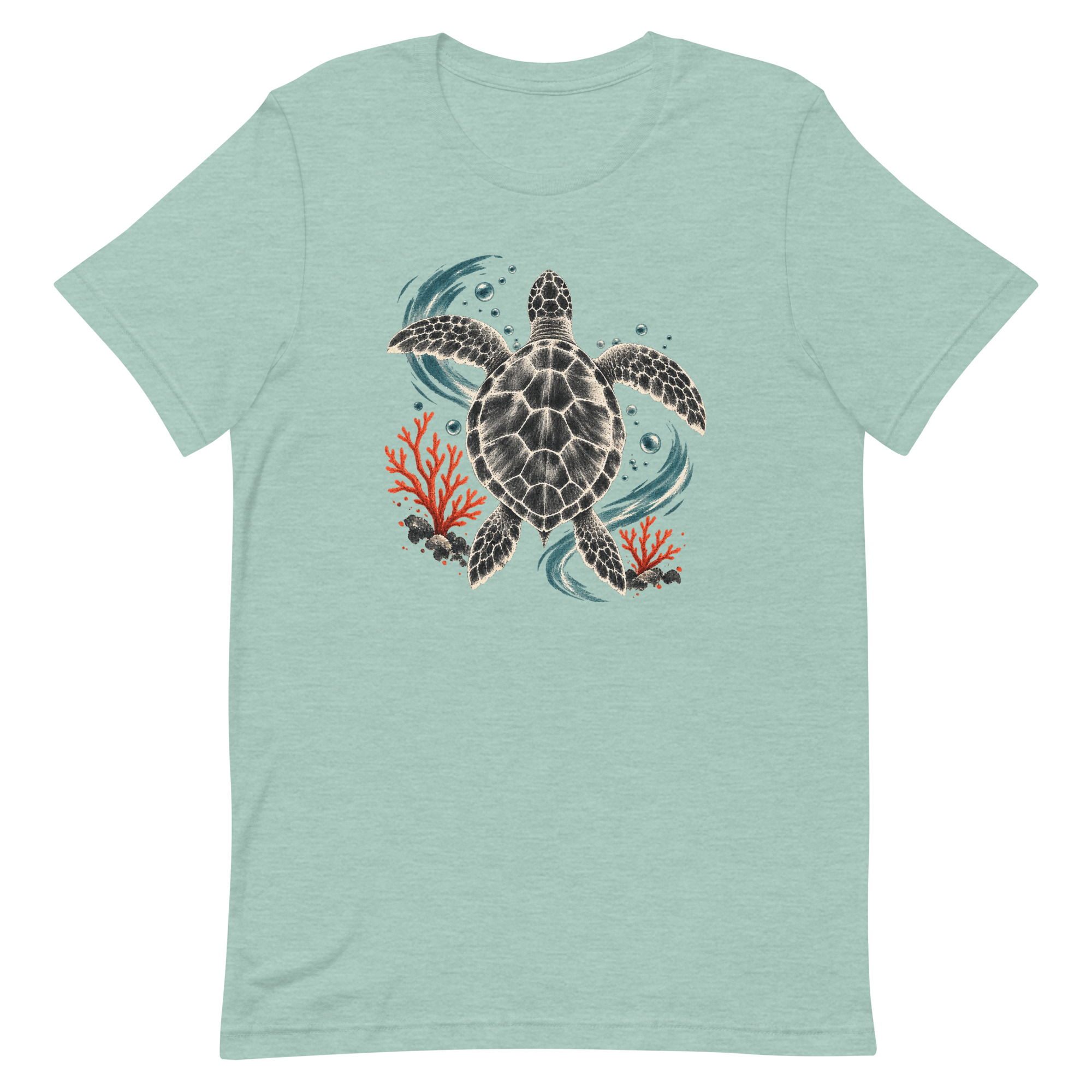 Gyotaku Sea Turtle Coral Japanese Print Art, Japanese Art Tee, Mythology Gift - Image 31