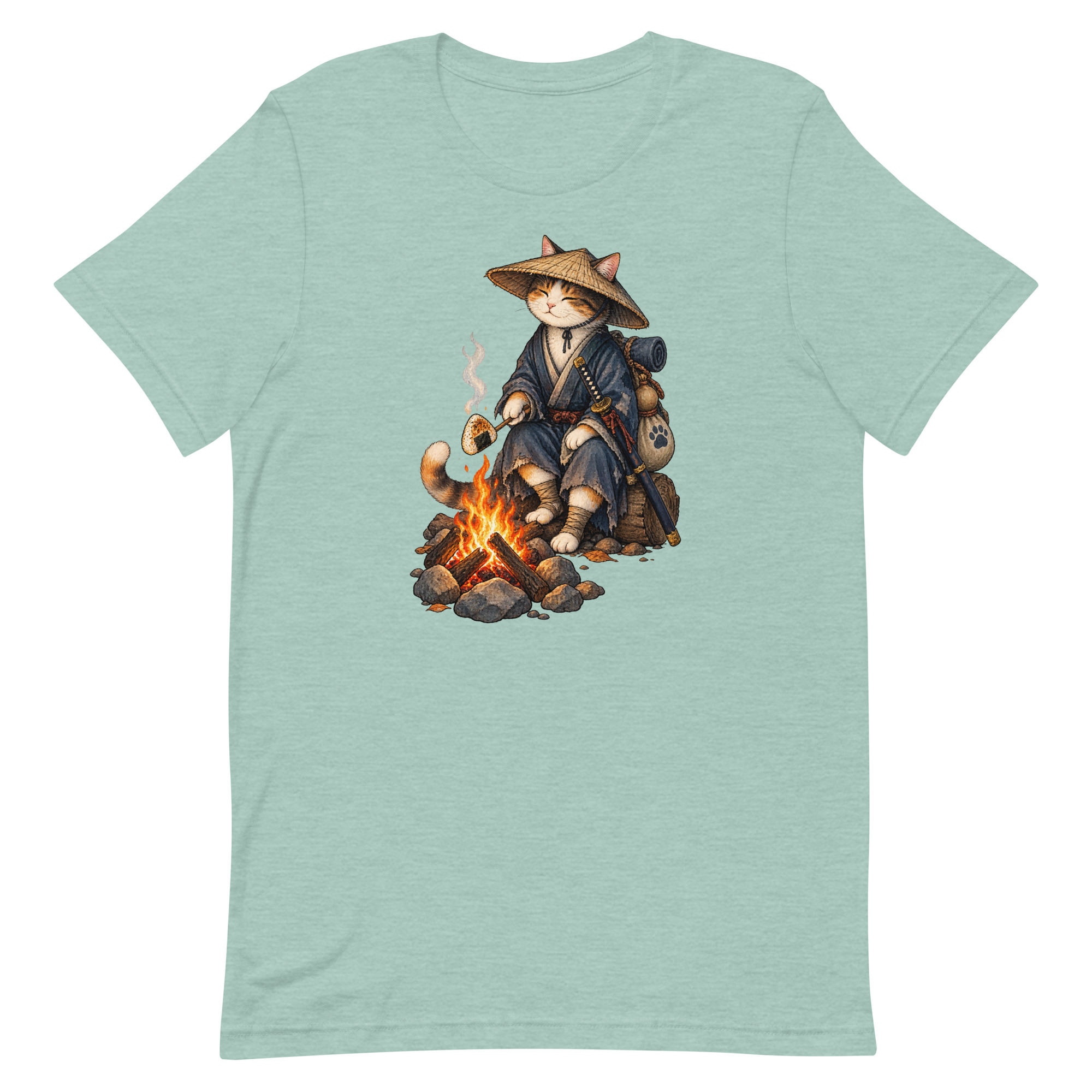 Samurai Cat Onigiri Campfire Japanese Art, Japanese Art Tee, Mythology Gift - Image 31