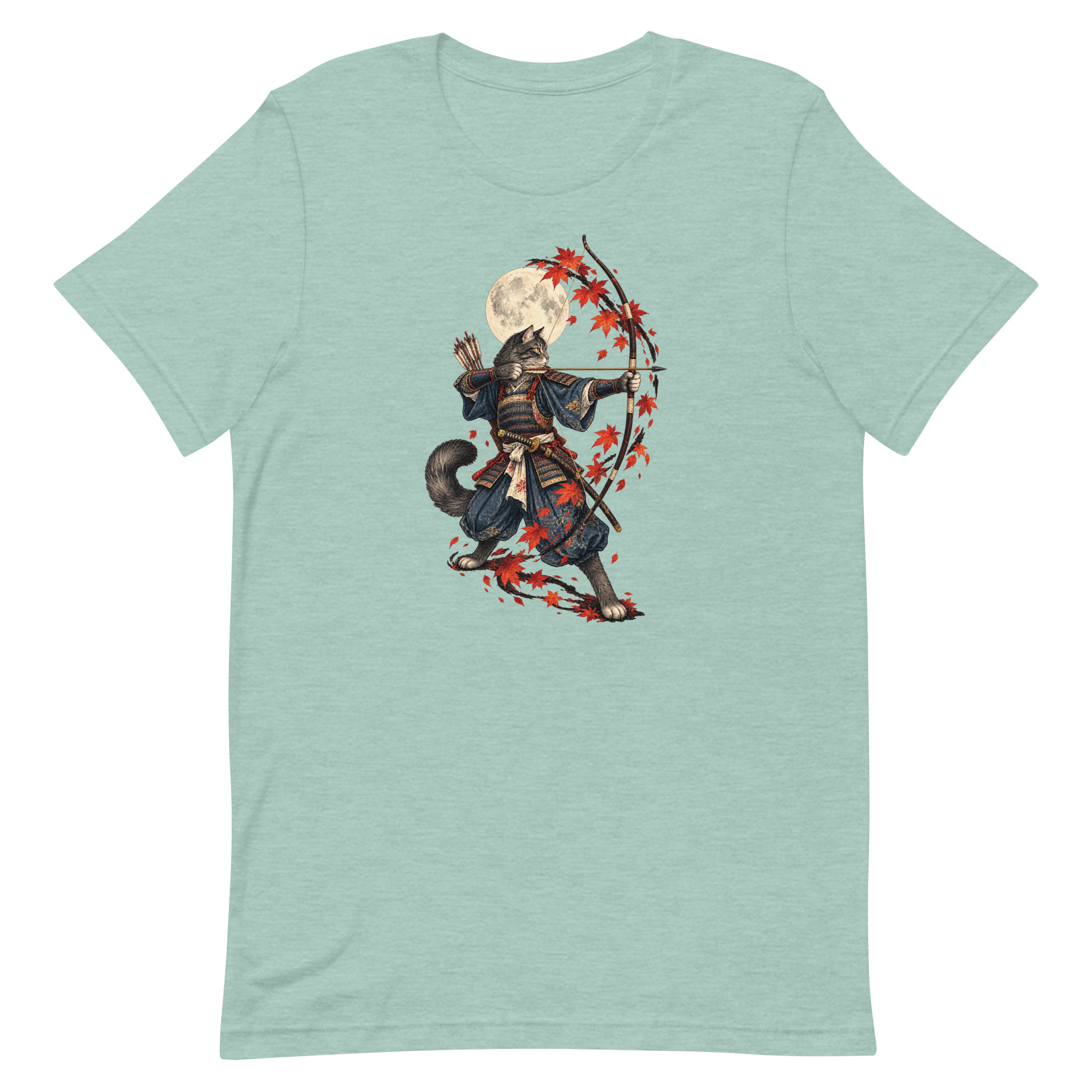 Samurai Cat Archer Maple Moon Japanese Art, Japanese Art Tee, Mythology Gift - Image 31