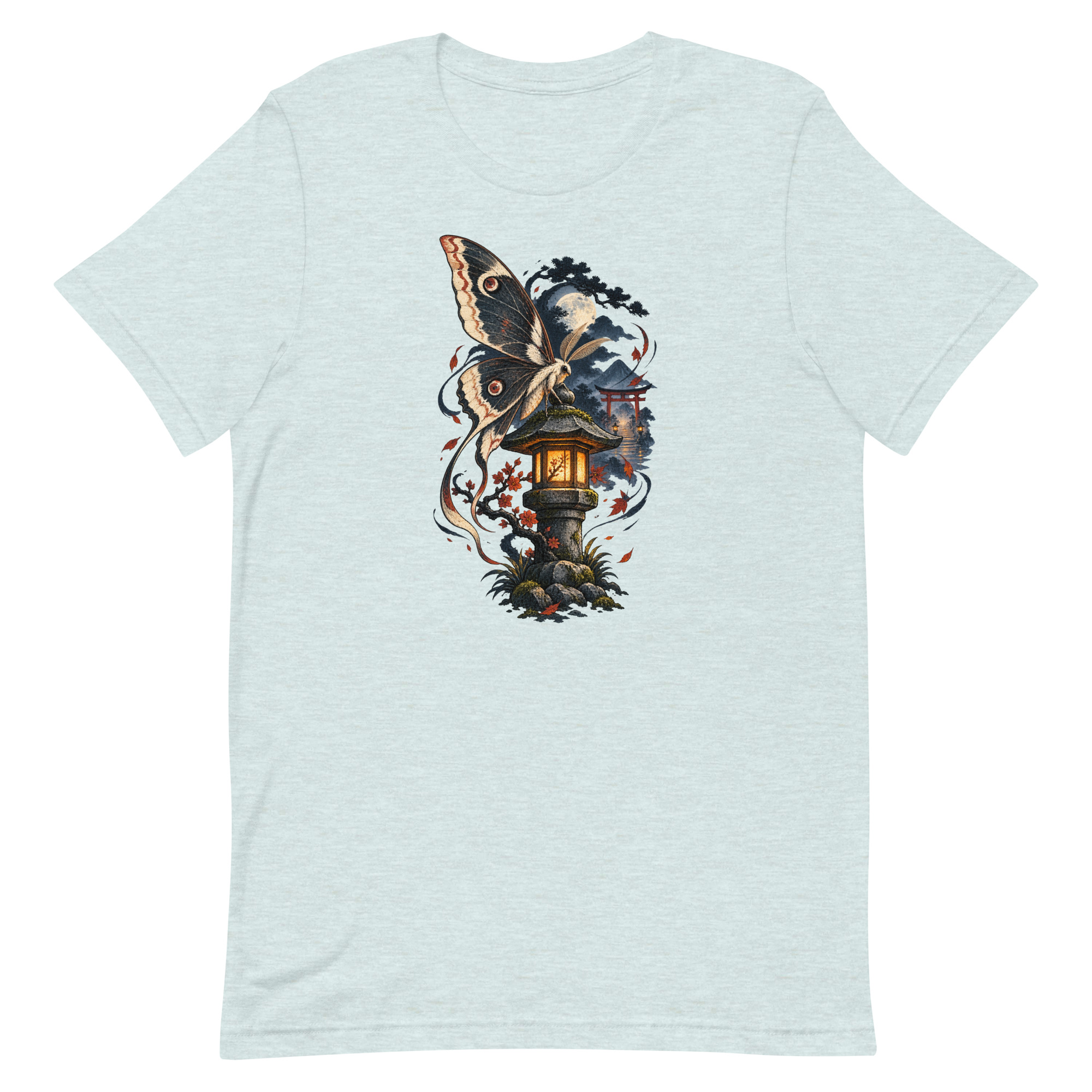 Japanese Moth Lantern Shrine Night Yokai Art T-Shirt - Image 30