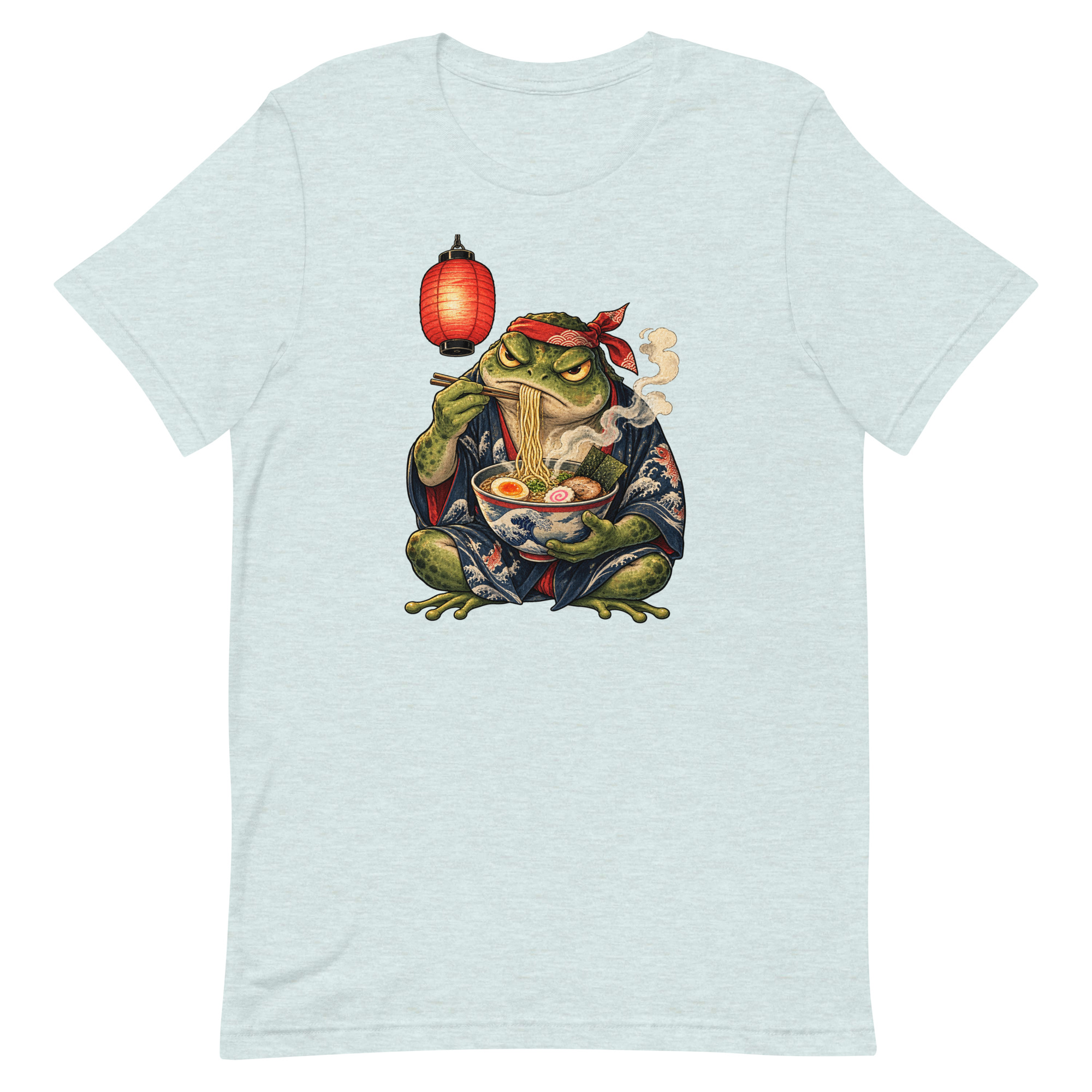 Grumpy Frog Ramen Lantern Japanese Ink Art T-Shirt - Image 32