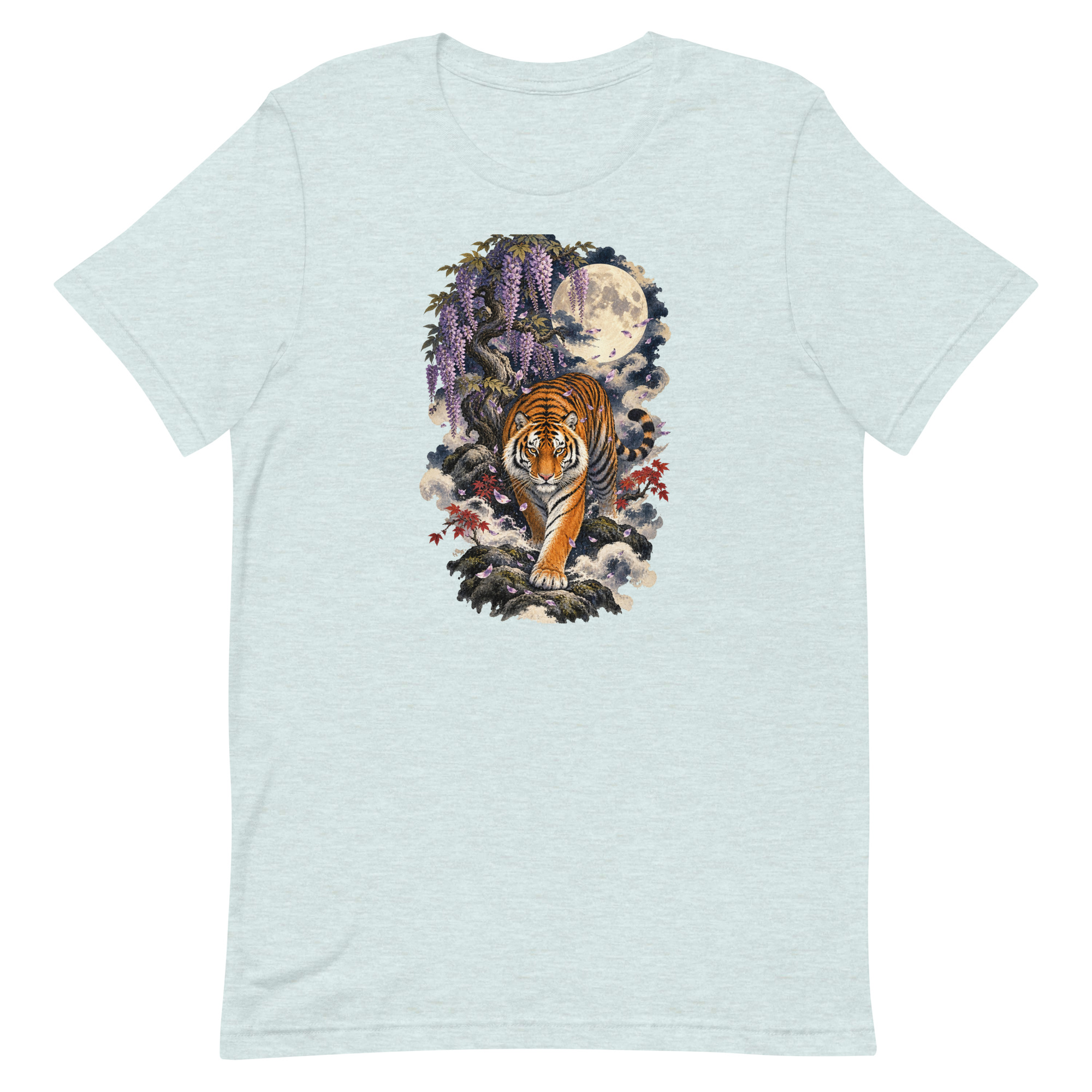 Japanese Tiger Wisteria Full Moon Art, Japanese Art Tee, Mythology Gift - Image 30
