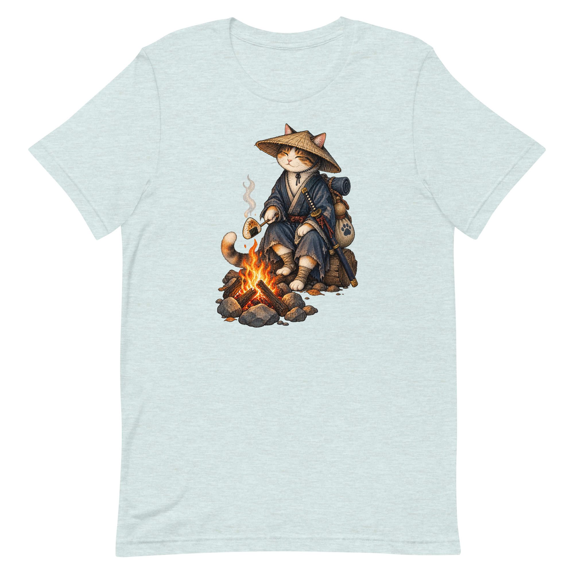 Samurai Cat Onigiri Campfire Japanese Art, Japanese Art Tee, Mythology Gift - Image 32