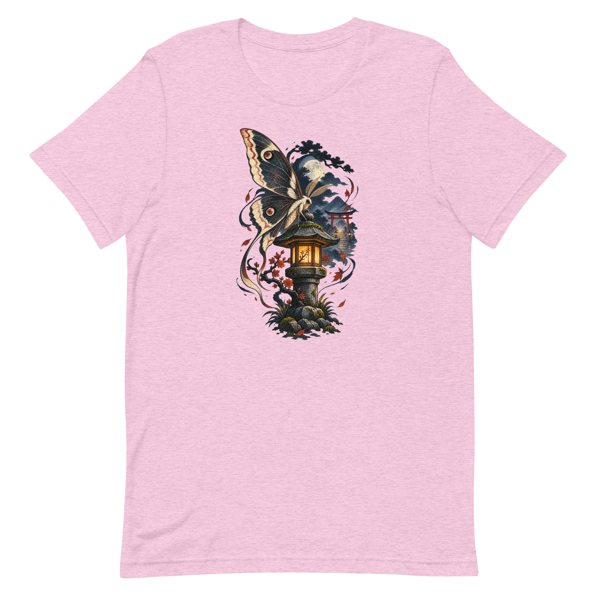 Japanese Moth Lantern Shrine Night Yokai Art T-Shirt - Image 31