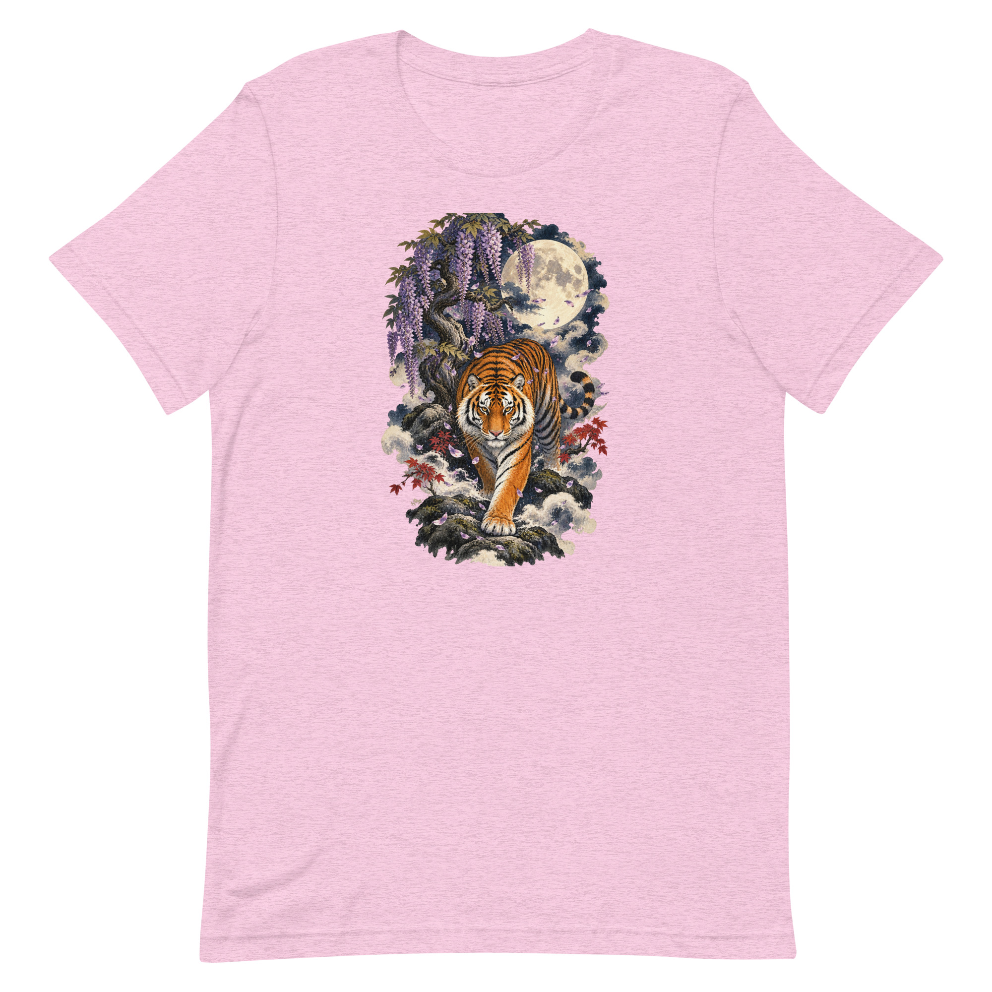 Japanese Tiger Wisteria Full Moon Art, Japanese Art Tee, Mythology Gift - Image 31
