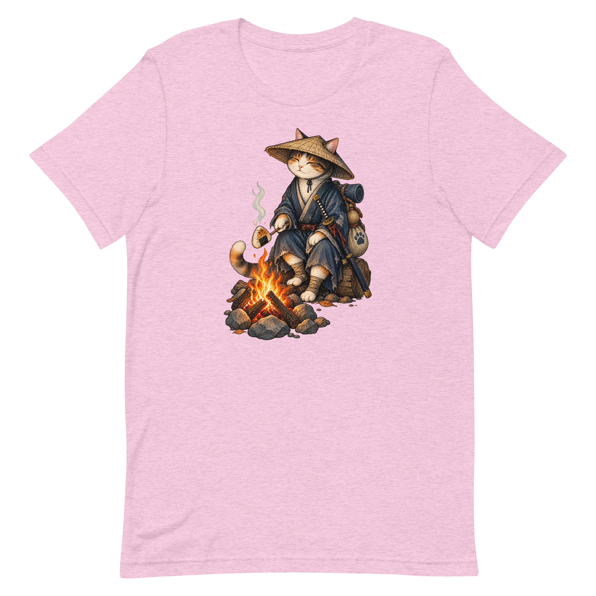 Samurai Cat Onigiri Campfire Japanese Art, Japanese Art Tee, Mythology Gift - Image 33