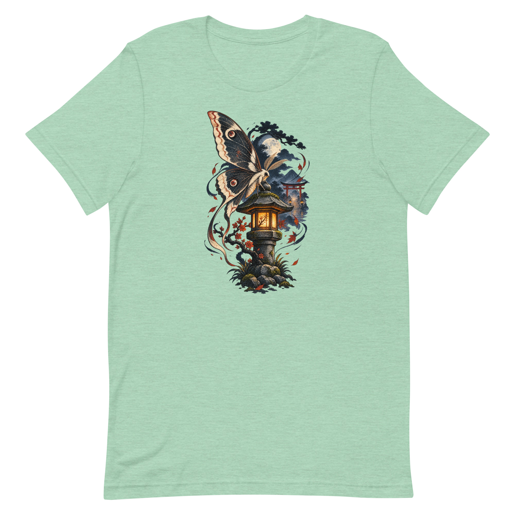Japanese Moth Lantern Shrine Night Yokai Art T-Shirt - Image 32