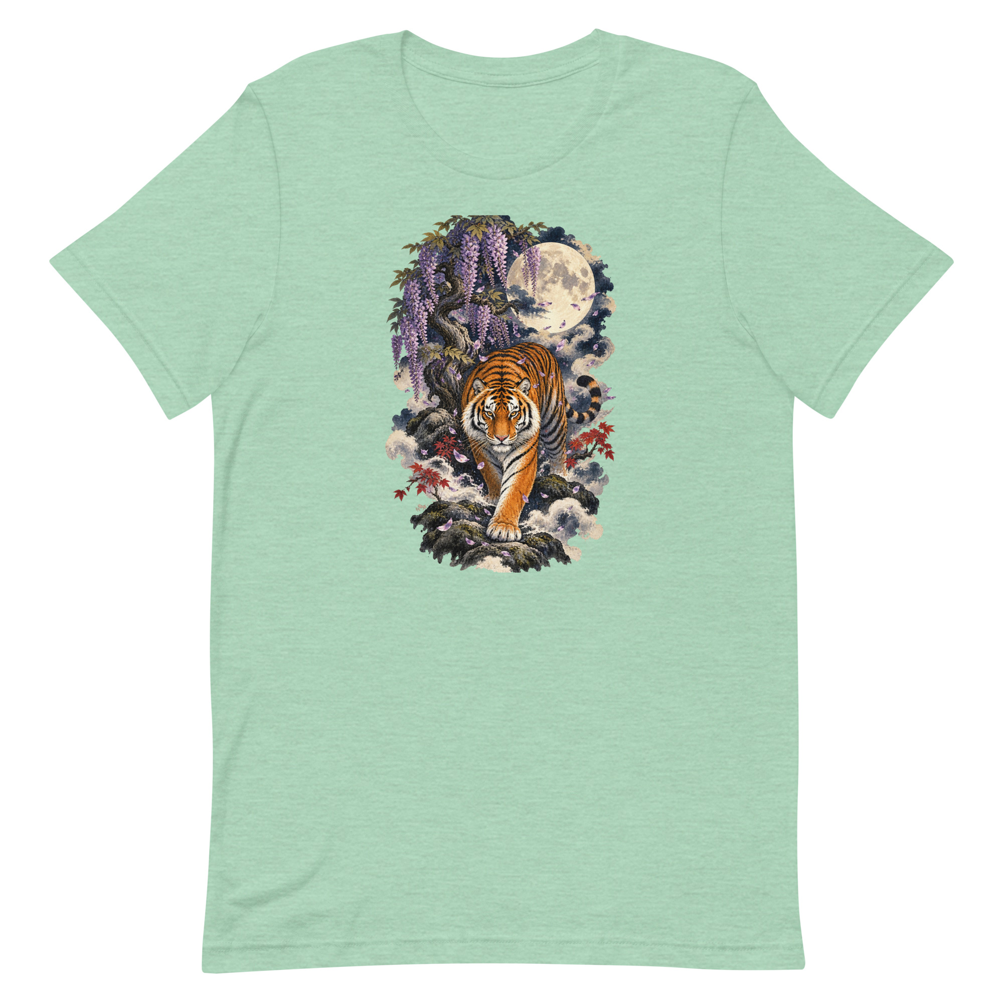 Japanese Tiger Wisteria Full Moon Art, Japanese Art Tee, Mythology Gift - Image 32