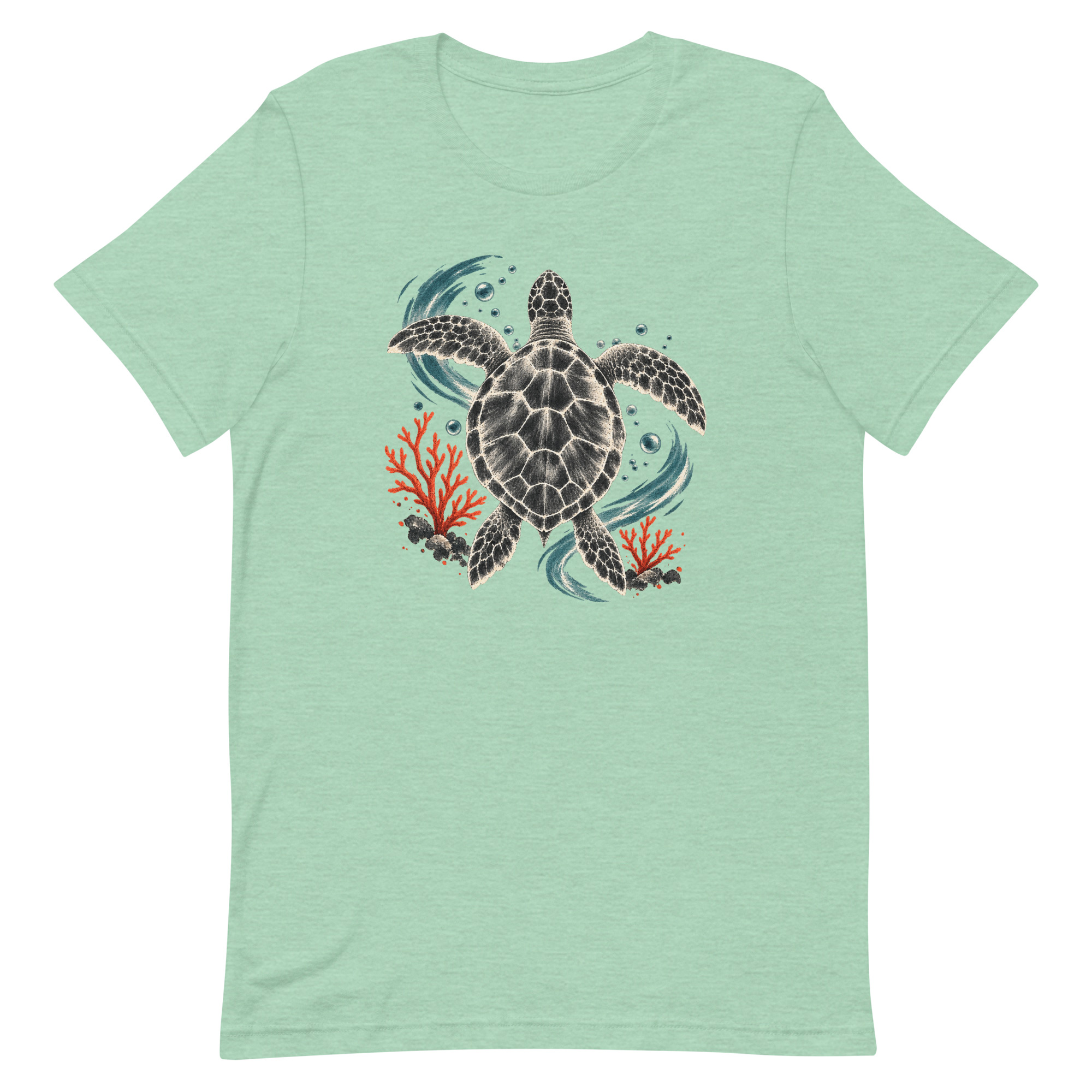 Gyotaku Sea Turtle Coral Japanese Print Art, Japanese Art Tee, Mythology Gift - Image 34