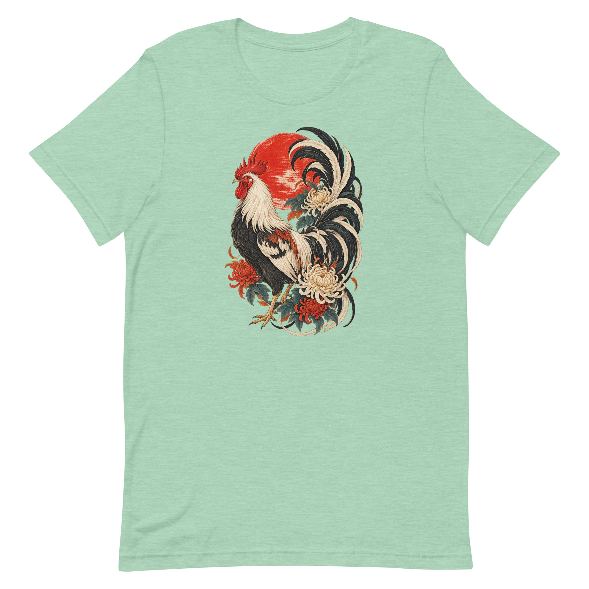 Japanese Rooster Red Sun Chrysanthemum Art, Japanese Art Tee, Mythology Gift - Image 32