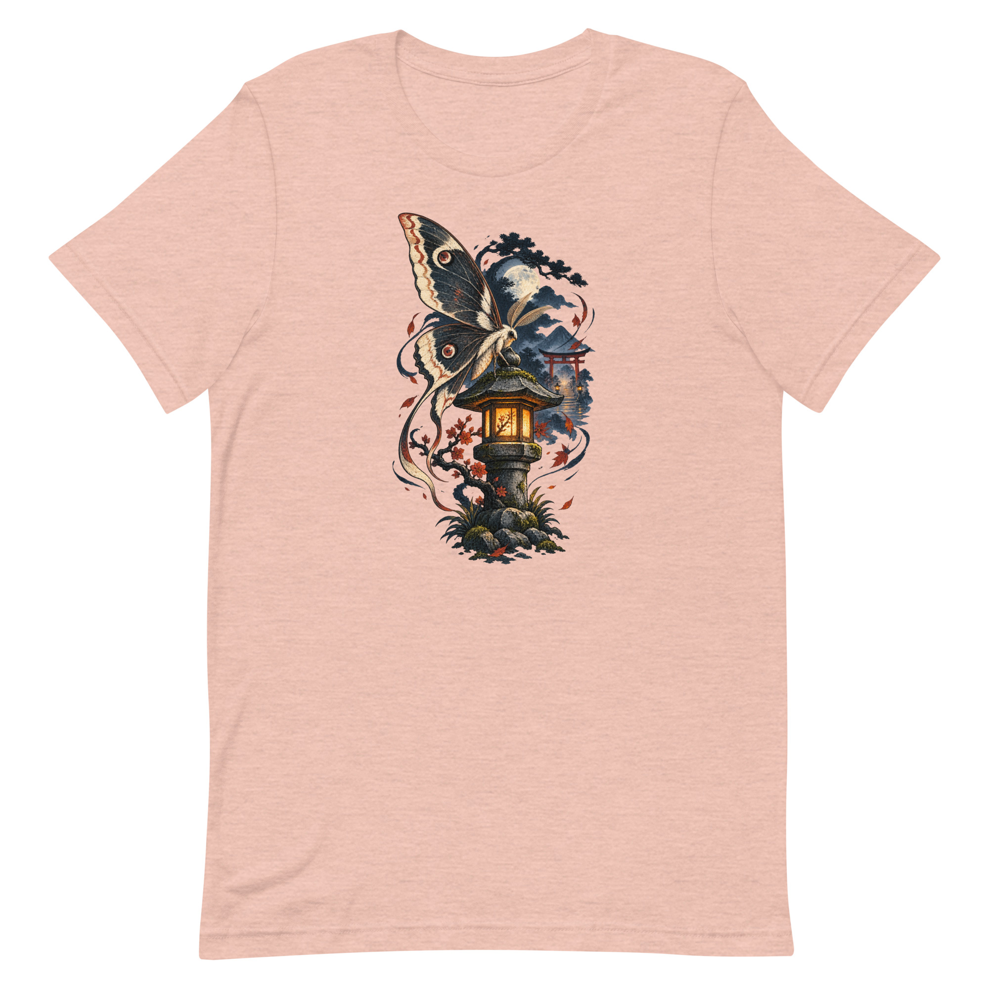 Japanese Moth Lantern Shrine Night Yokai Art T-Shirt - Image 33