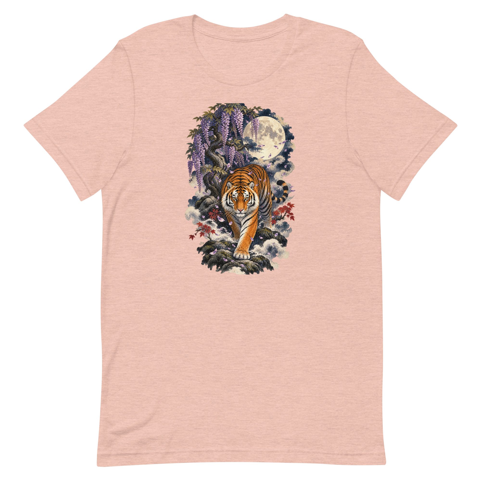 Japanese Tiger Wisteria Full Moon Art, Japanese Art Tee, Mythology Gift - Image 33