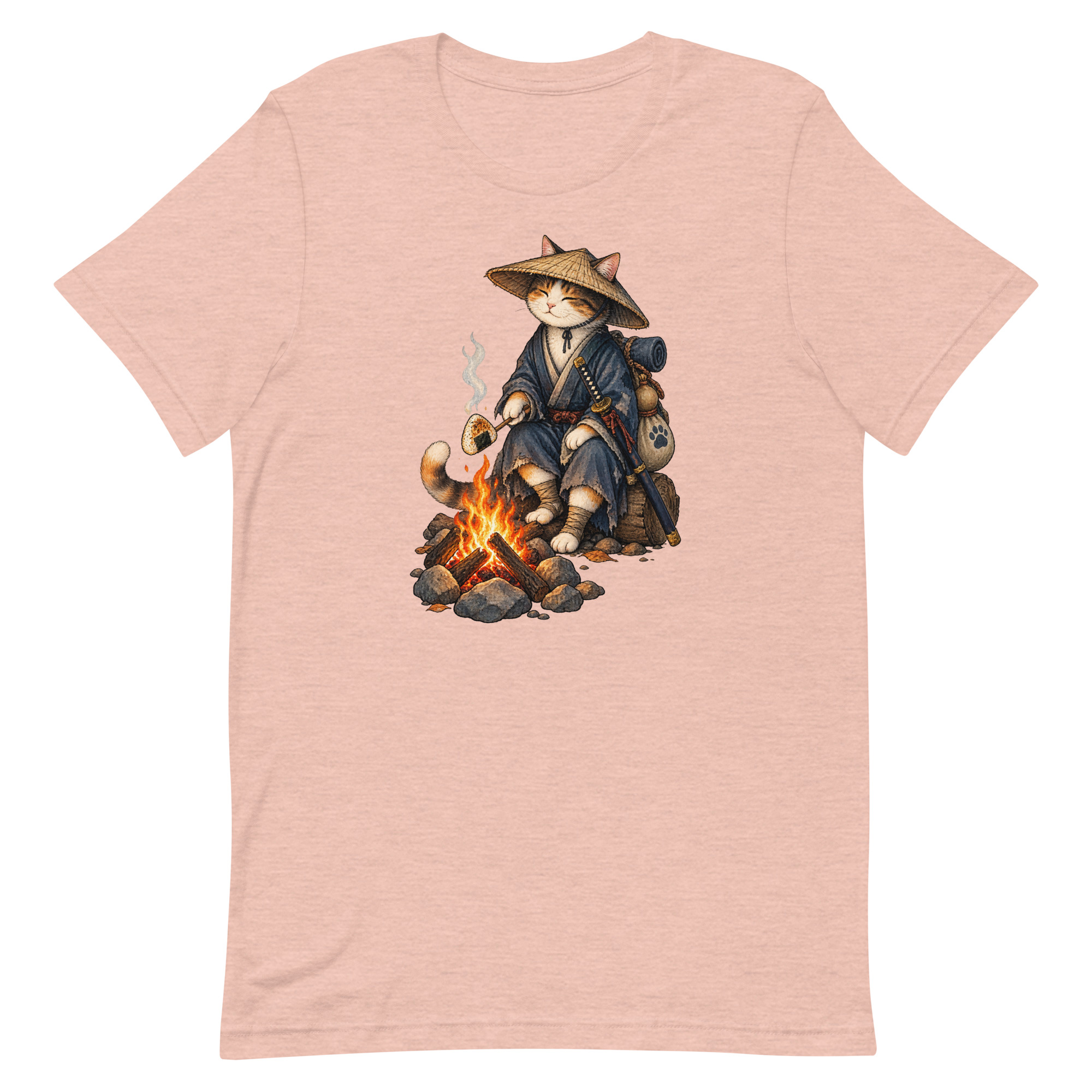 Samurai Cat Onigiri Campfire Japanese Art, Japanese Art Tee, Mythology Gift - Image 35
