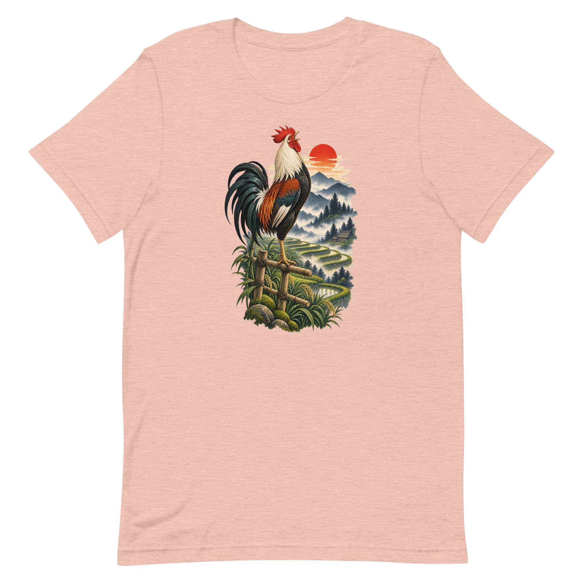 Japanese Rooster Rice Terrace Sunrise Art, Japanese Art Tee, Mythology Gift - Image 33