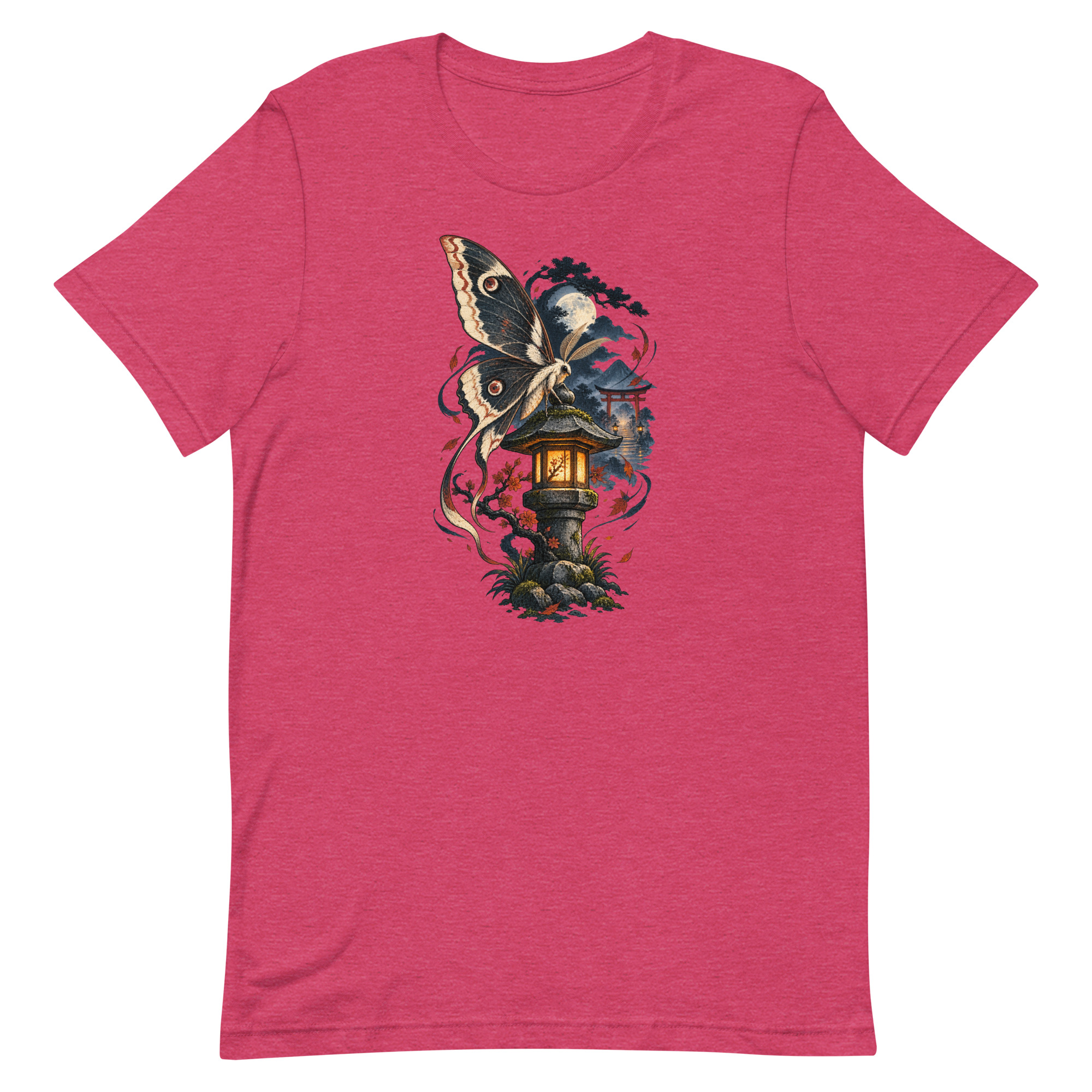 Japanese Moth Lantern Shrine Night Yokai Art T-Shirt - Image 34