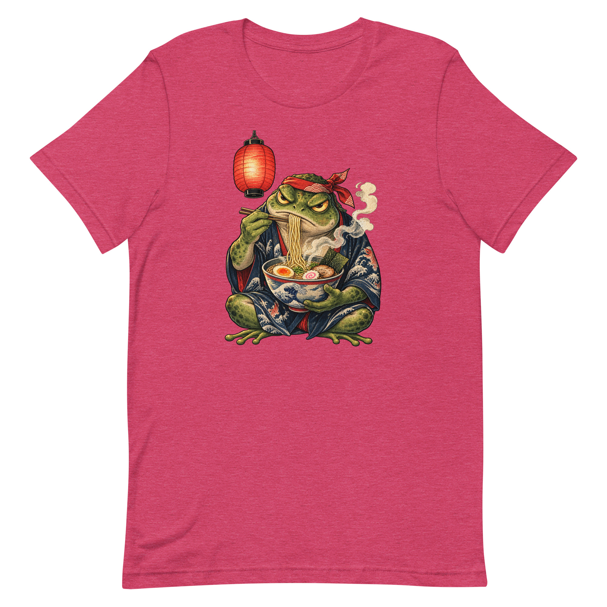 Grumpy Frog Ramen Lantern Japanese Ink Art T-Shirt - Image 36
