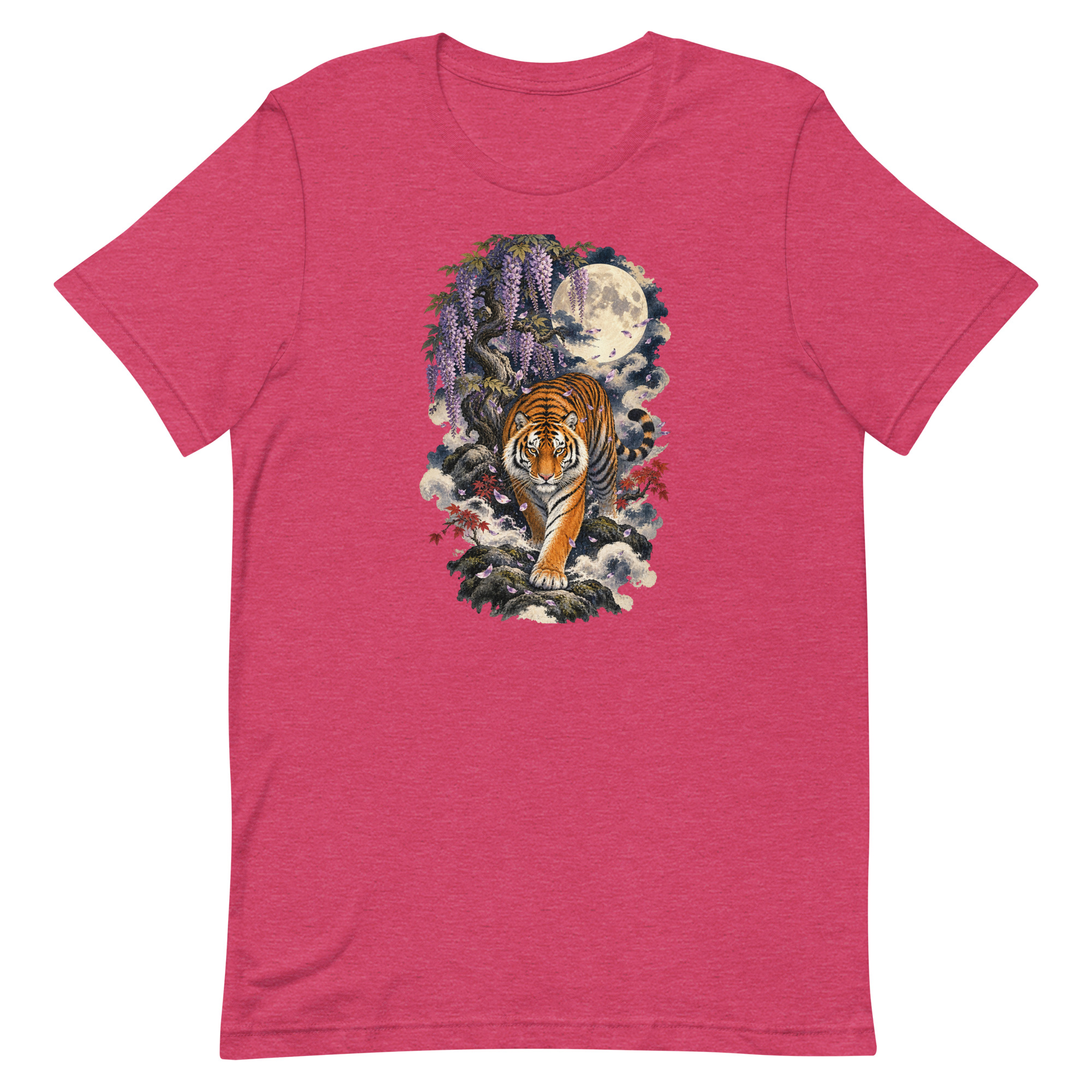 Japanese Tiger Wisteria Full Moon Art, Japanese Art Tee, Mythology Gift - Image 34