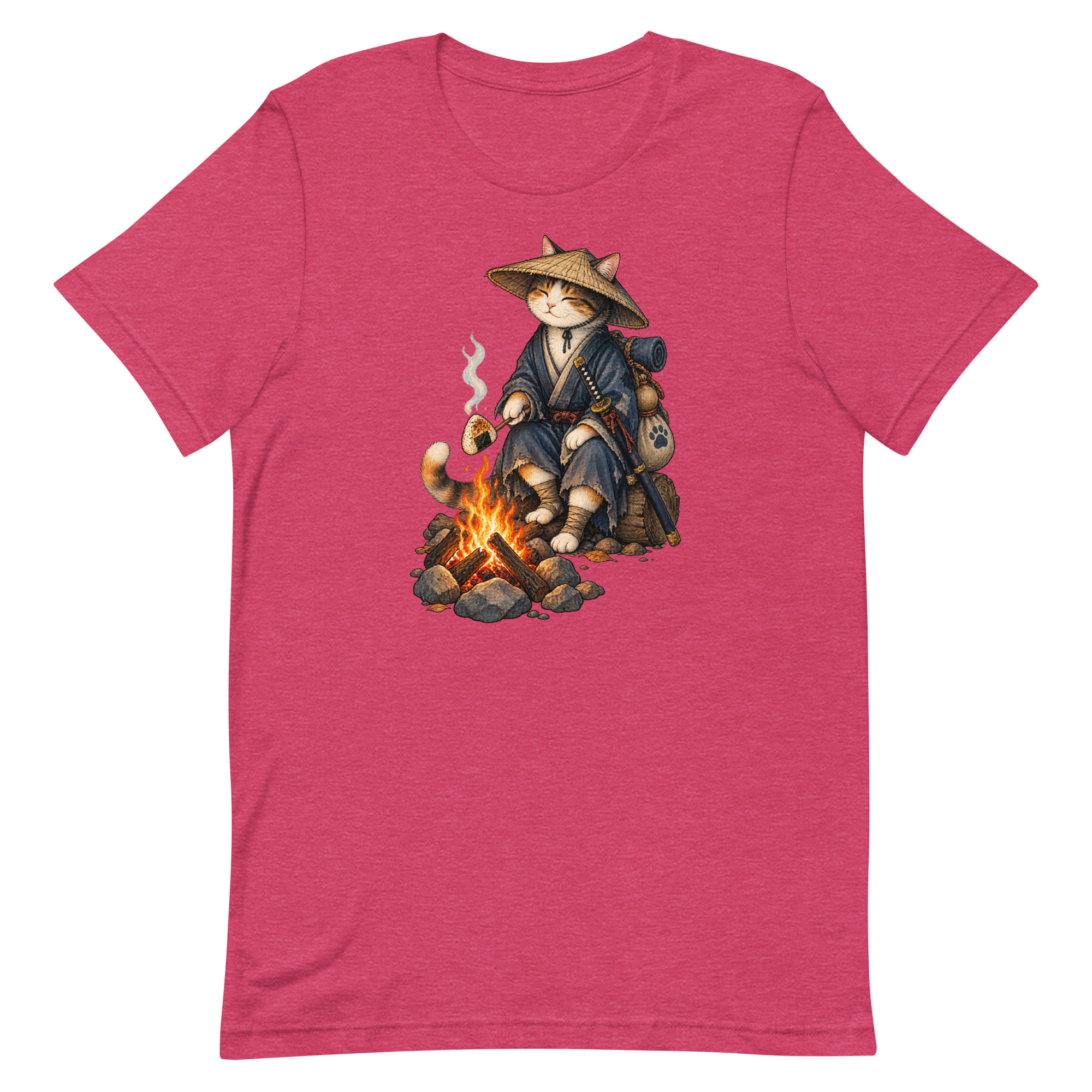 Samurai Cat Onigiri Campfire Japanese Art, Japanese Art Tee, Mythology Gift - Image 36