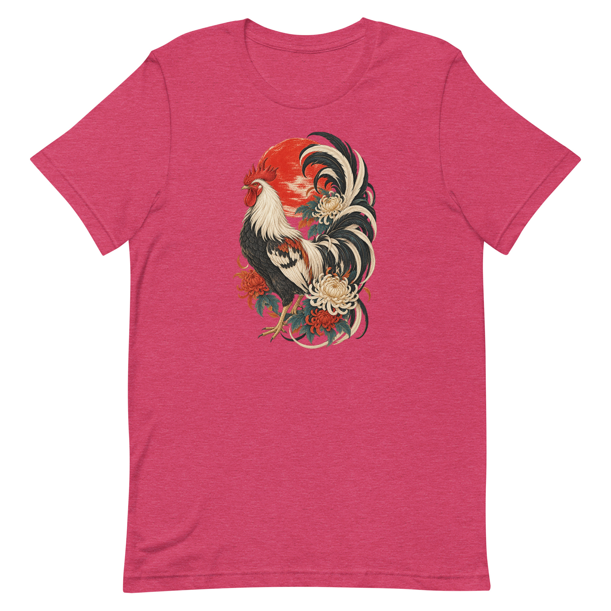 Japanese Rooster Red Sun Chrysanthemum Art, Japanese Art Tee, Mythology Gift - Image 34
