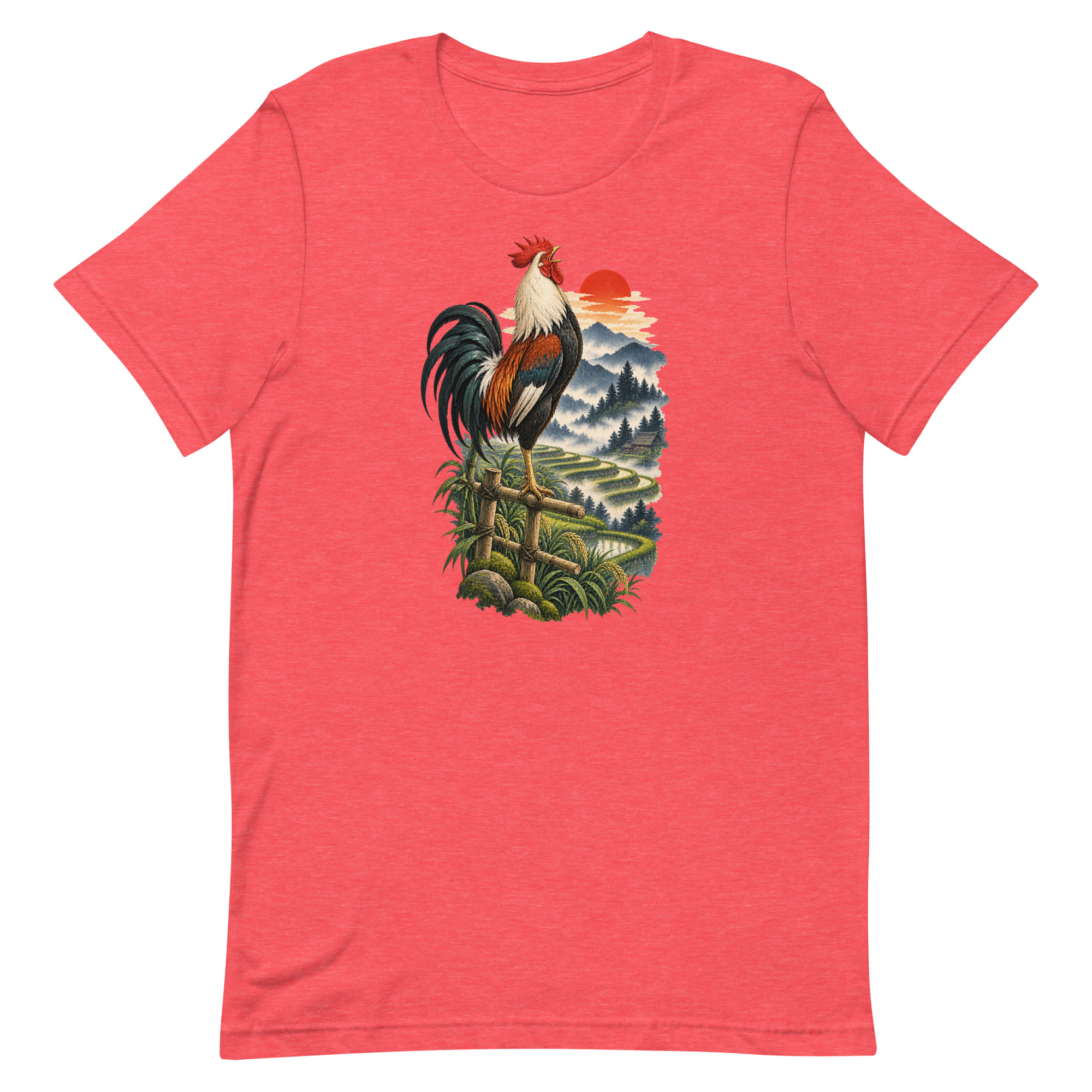 Japanese Rooster Rice Terrace Sunrise Art, Japanese Art Tee, Mythology Gift - Image 69