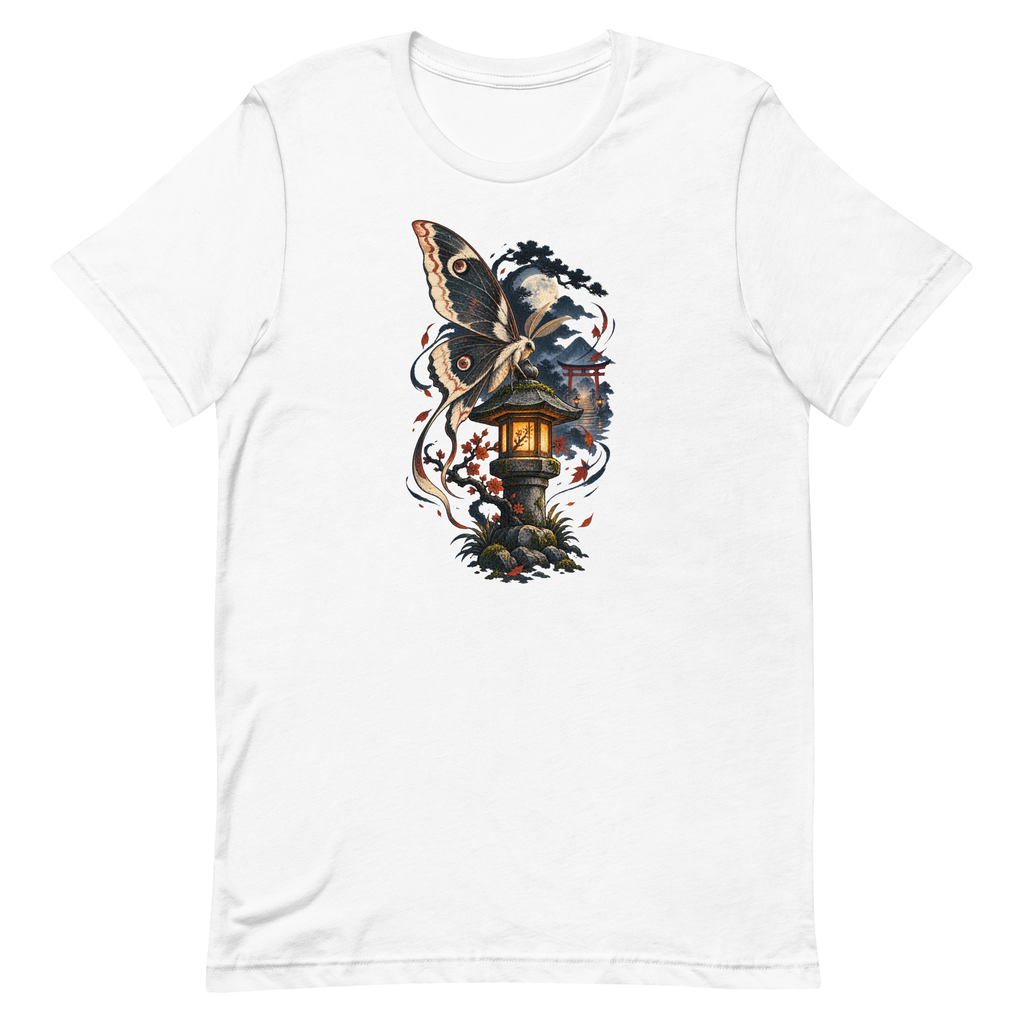 Japanese Moth Lantern Shrine Night Yokai Art T-Shirt - Image 35