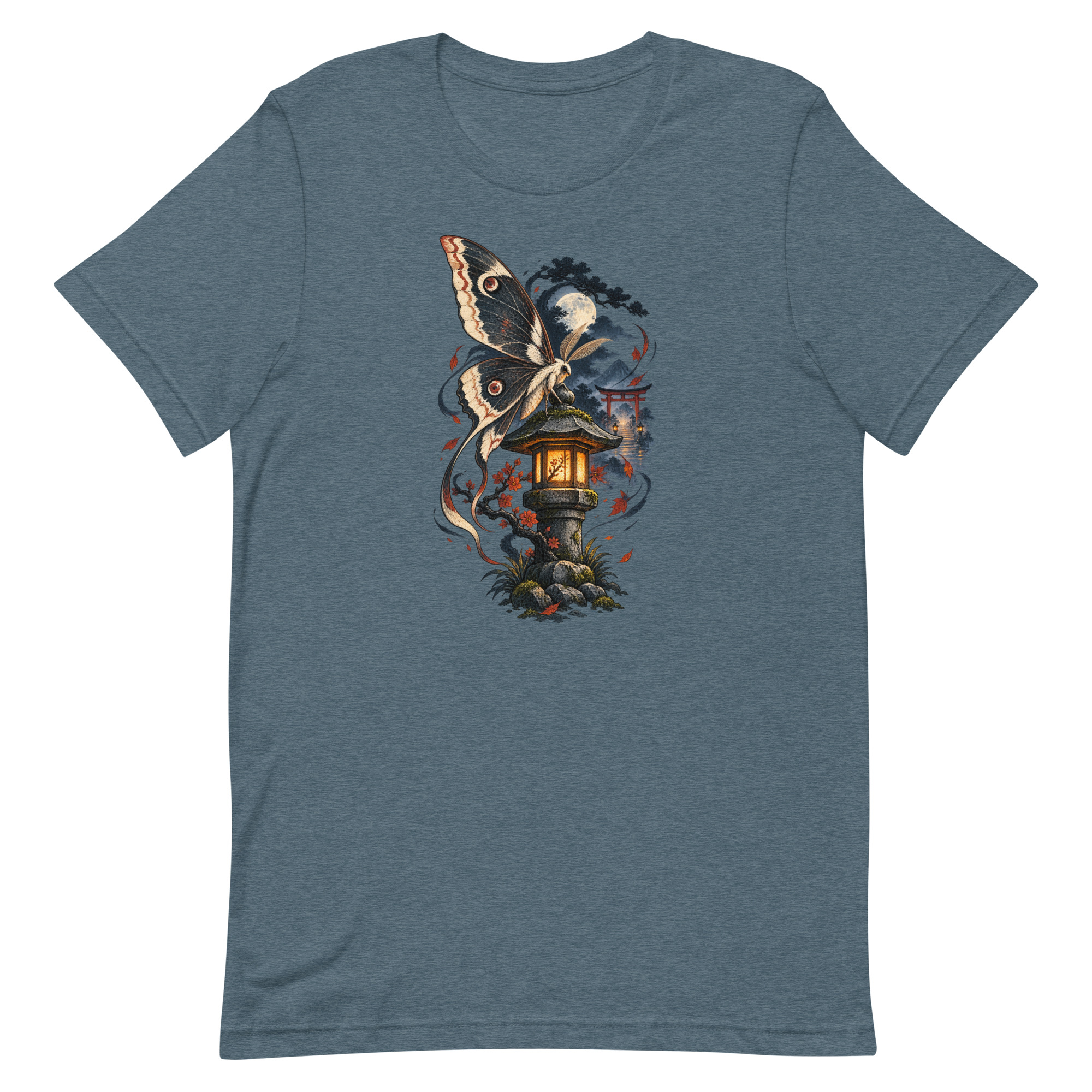 Japanese Moth Lantern Shrine Night Yokai Art T-Shirt - Image 36