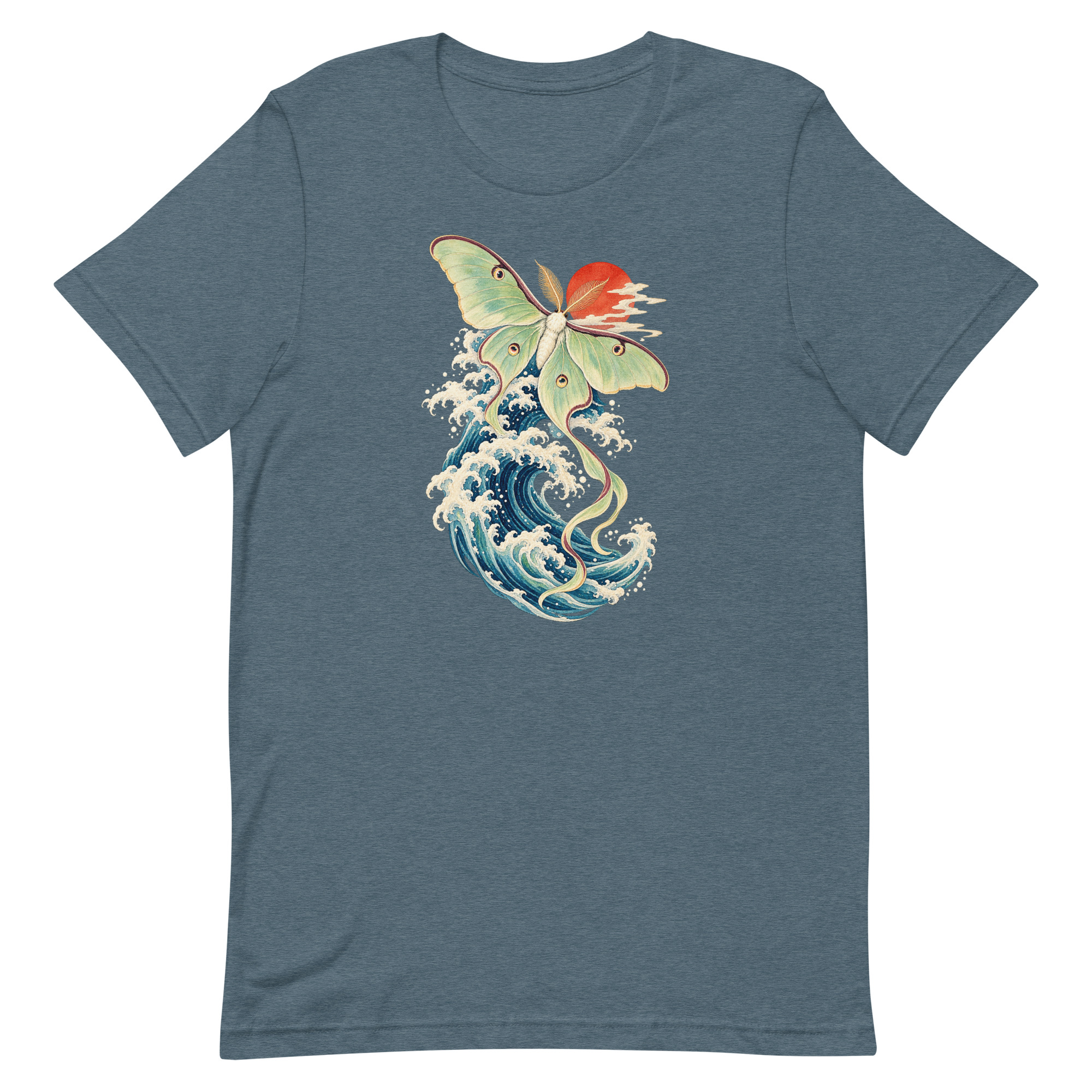 Luna Moth Great Wave Japanese Ukiyo-e Art T-Shirt - Image 36