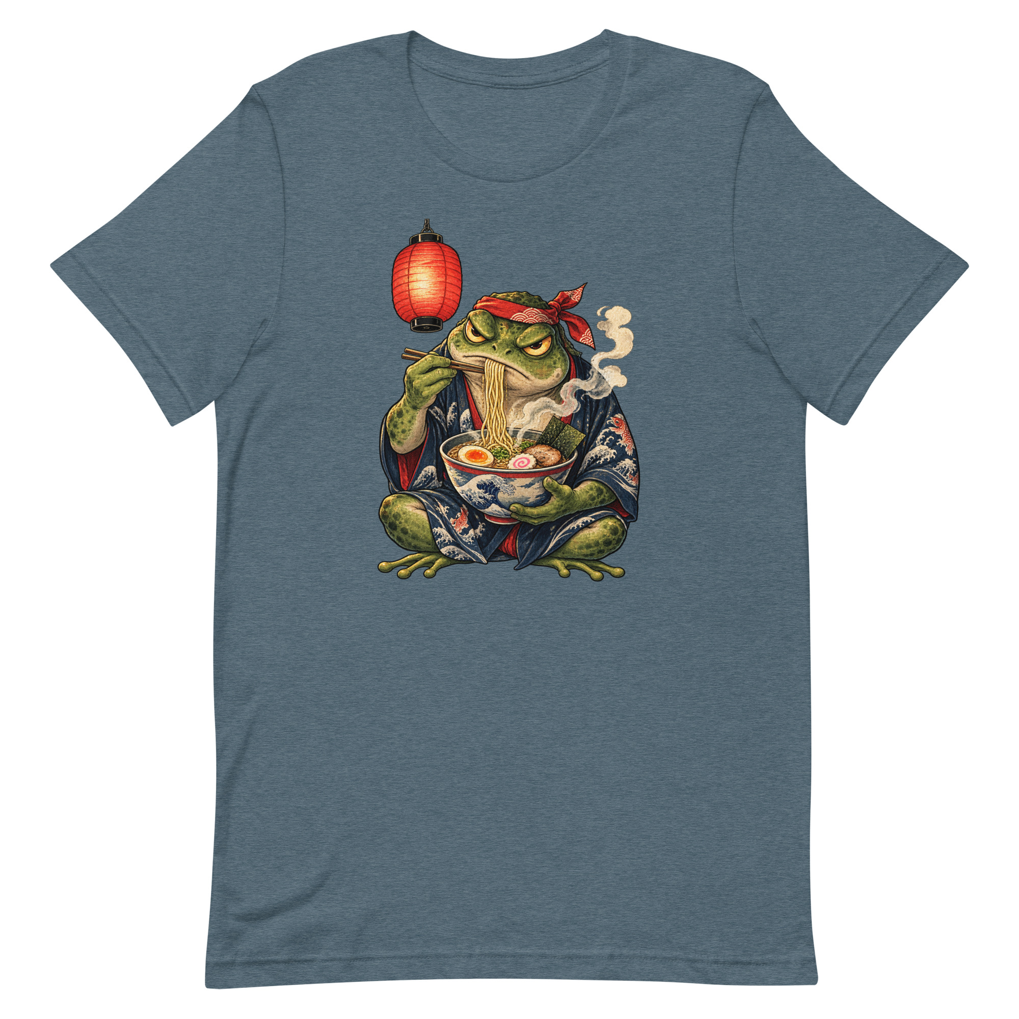 Grumpy Frog Ramen Lantern Japanese Ink Art T-Shirt - Image 38