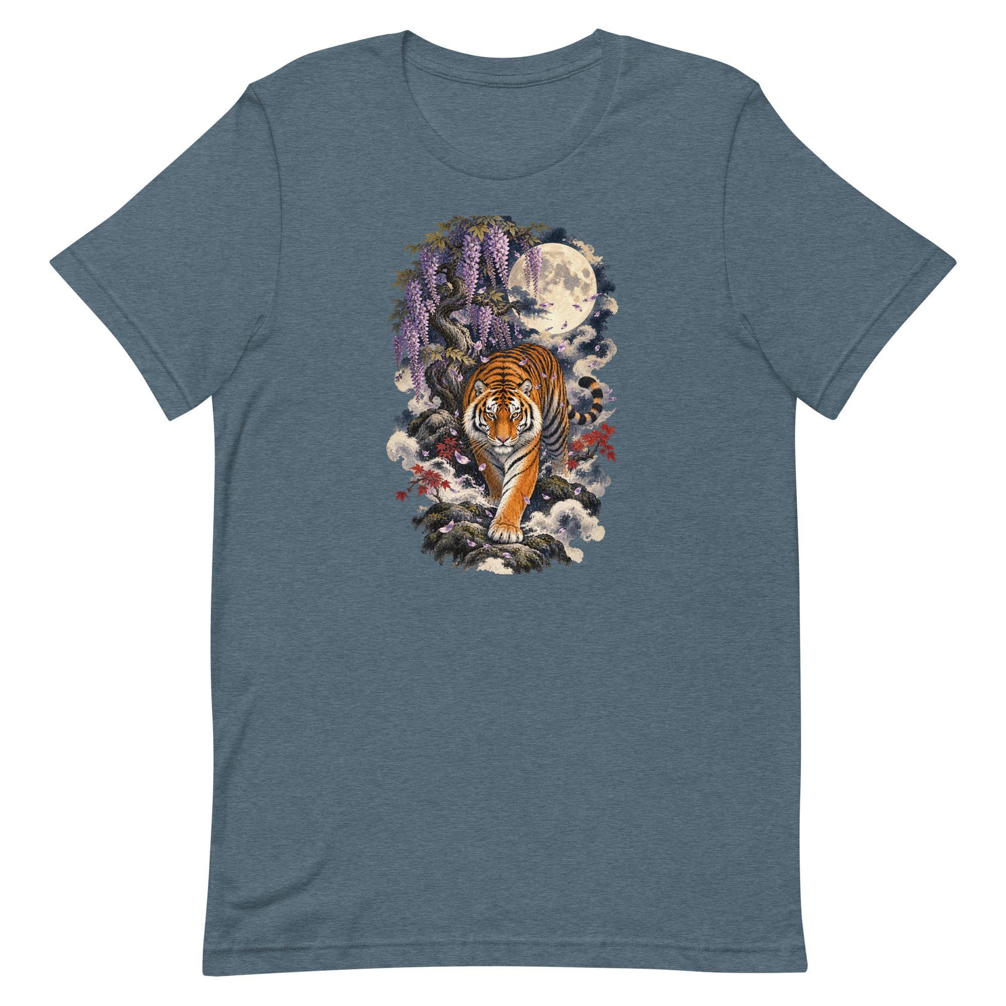 Japanese Tiger Wisteria Full Moon Art, Japanese Art Tee, Mythology Gift - Image 36