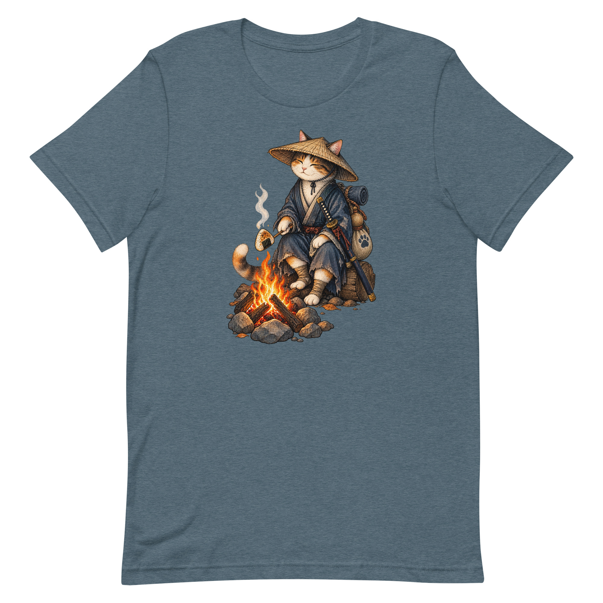 Samurai Cat Onigiri Campfire Japanese Art, Japanese Art Tee, Mythology Gift - Image 38