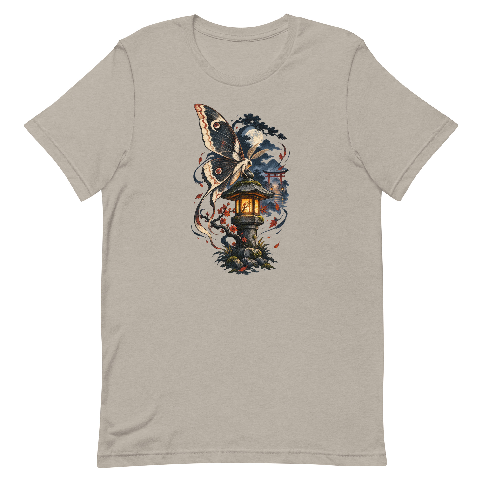 Japanese Moth Lantern Shrine Night Yokai Art T-Shirt - Image 37