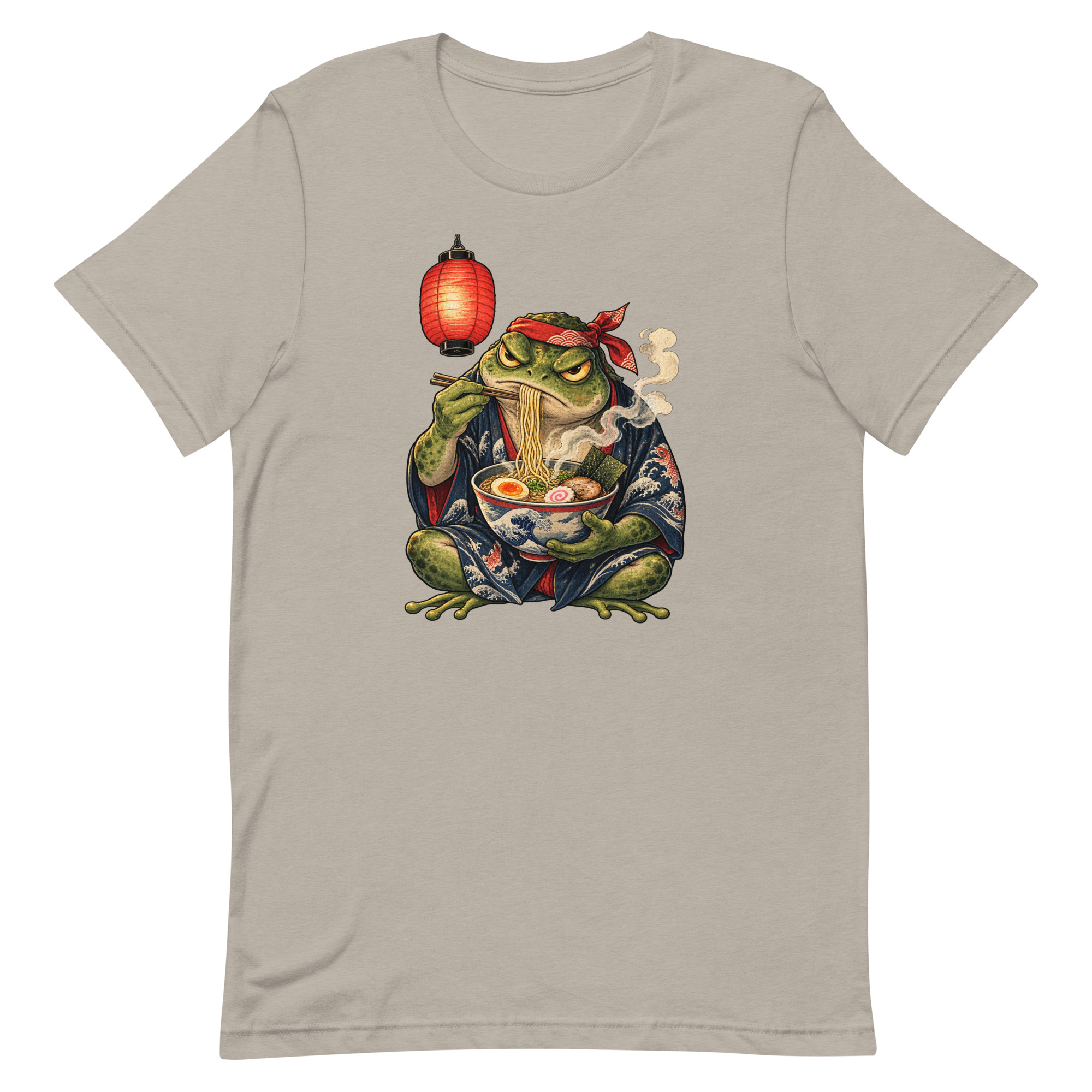 Grumpy Frog Ramen Lantern Japanese Ink Art T-Shirt - Image 39