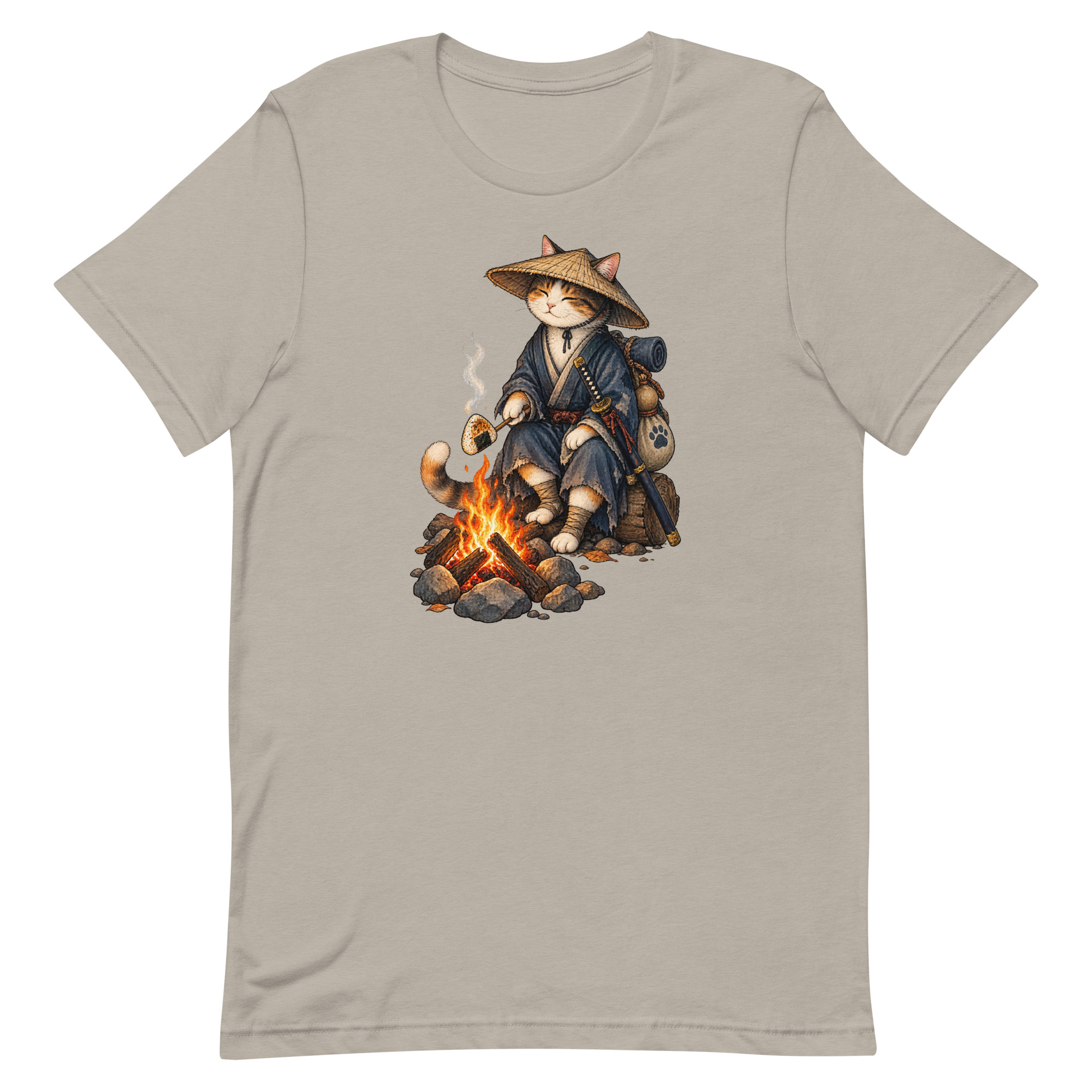 Samurai Cat Onigiri Campfire Japanese Art, Japanese Art Tee, Mythology Gift - Image 39