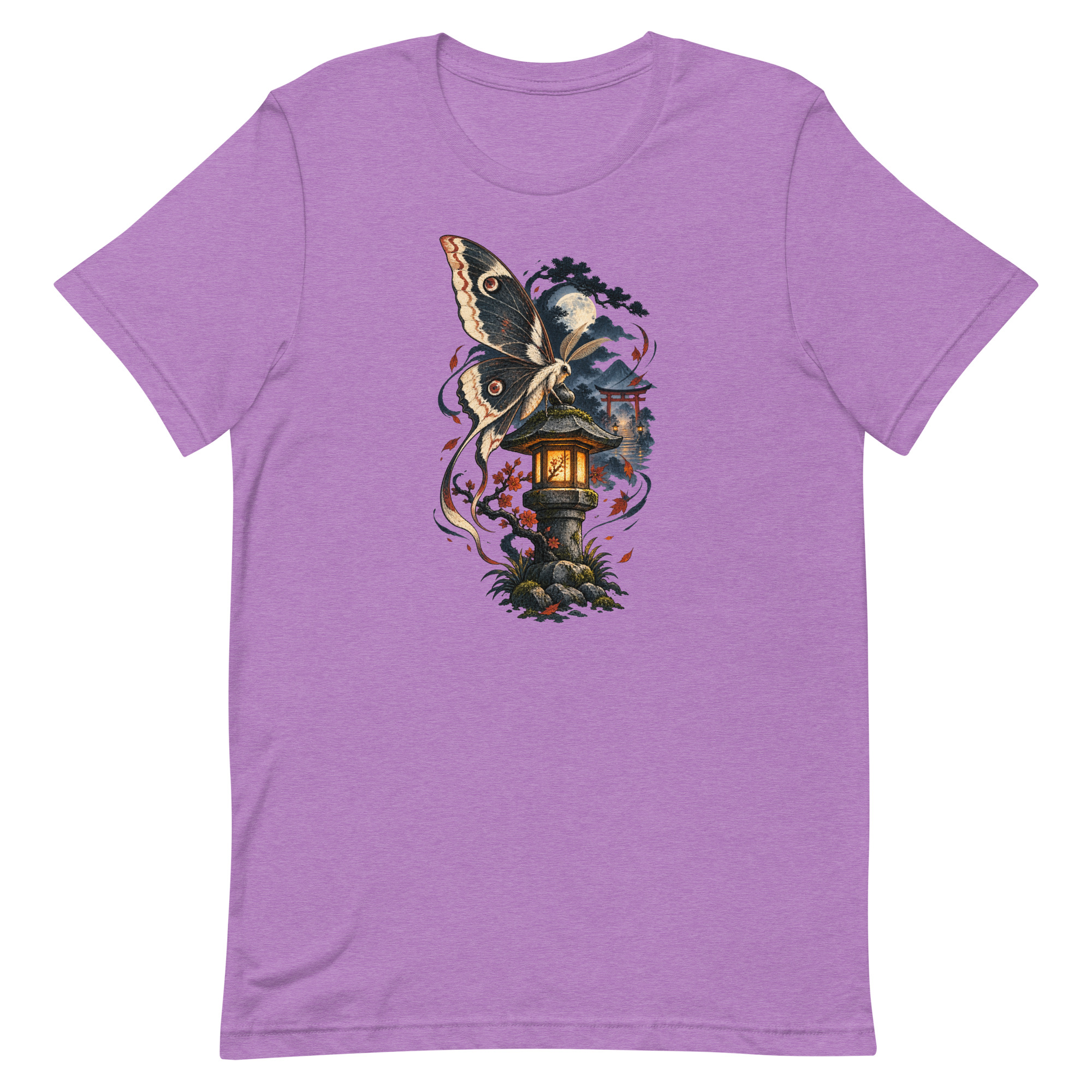 Japanese Moth Lantern Shrine Night Yokai Art T-Shirt - Image 76