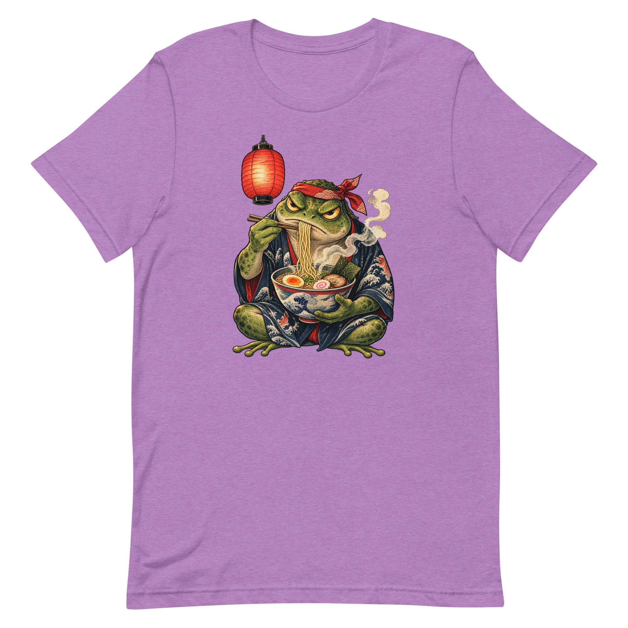 Grumpy Frog Ramen Lantern Japanese Ink Art T-Shirt - Image 78