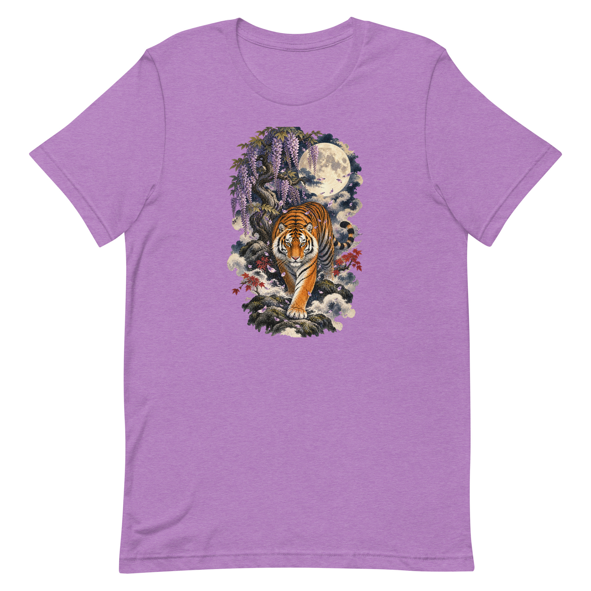 Japanese Tiger Wisteria Full Moon Art, Japanese Art Tee, Mythology Gift - Image 76
