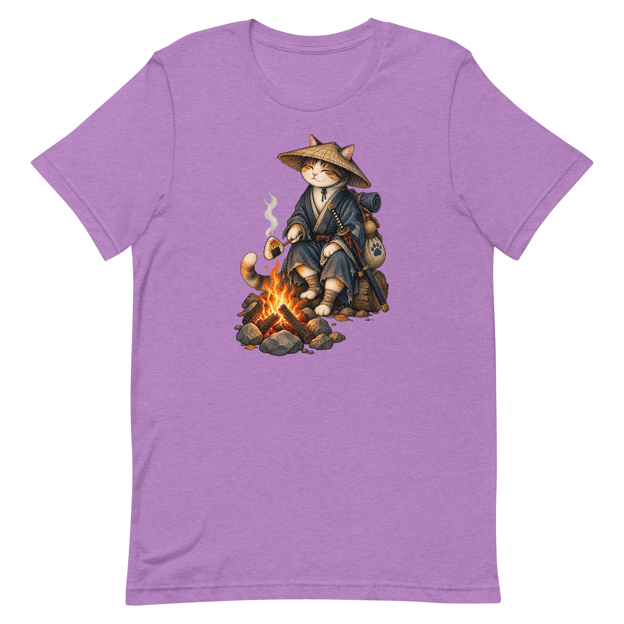 Samurai Cat Onigiri Campfire Japanese Art, Japanese Art Tee, Mythology Gift - Image 78